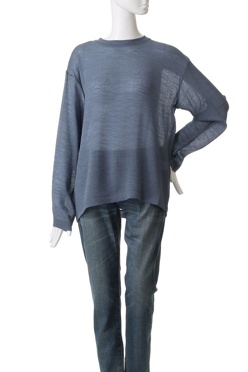 【ウィムガゼット/Whim Gazette】の【GEMINI】クルーネックプルオーバー 人気、トレンドファッション・服の通販 founy(ファニー) 　ファッション　Fashion　レディースファッション　Fashion for Women　トップス・カットソー　Cut & Sew Tops　シャツ・ブラウス・オフィスカジュアル　Elegant Blouses & Button-Ups　ロングTシャツ・Tシャツ　Longline T-Shirts & Tees　カジュアルプルオーバー・ニットトップス　Pullovers & Knit Tops / Casual Pullovers　カットソー・ベーシックTシャツ　Cut-and-Sewn Tops / Stretch Tees & Basics　シアー　Sheer, See-Through　シンプル　Simple, Minimal　スリーブ　Sleeve, Long Sleeve / Short Sleeve　ロング　Long, Long-Length　other-2|ID: prp329100004655114 ipo3291000000035817973