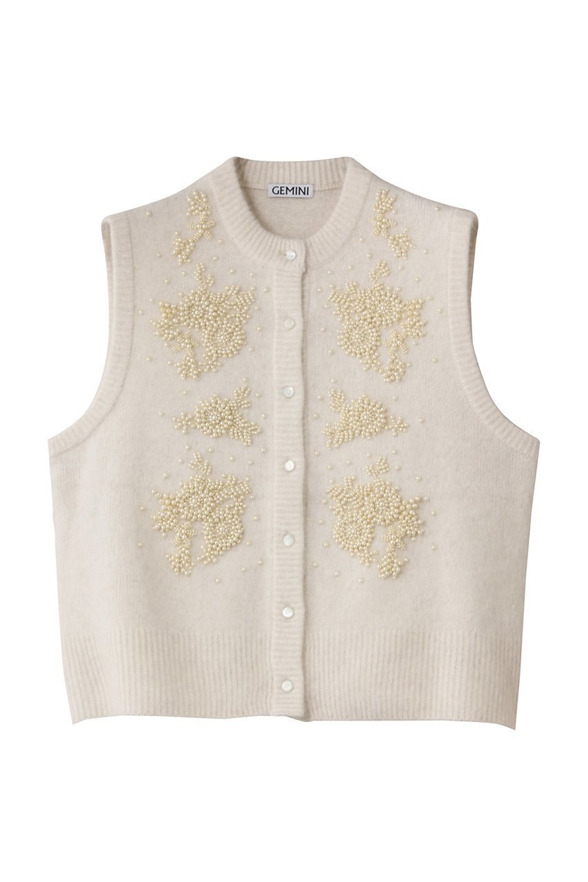 【ウィムガゼット/Whim Gazette】の【GEMINI】ビーズニットジレ インテリア・キッズ・メンズ・レディースファッション・服の通販 founy(ファニー) 　ファッション　Fashion　レディースファッション　Fashion for Women　アウター　Coat / Outerwear Collection　レディースジャケット・軽アウター　Jackets　コンパクト　Compact, Small Size　ジャケット　Jacket, Outerwear　フォックス　Fox, Fox Fur　ベスト　Vest, Waistcoat　ベーシック　Basic, Essential　エレガント 上品　Elegant　オフホワイト|ID: prp329100004655115 ipo3291000000036832773