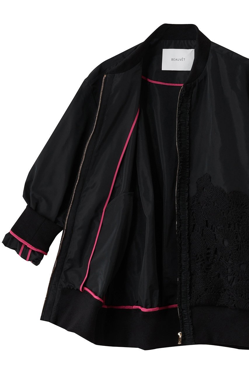 【デザイン ワークス/DESIGN WORKS】のBEAUVET レースコンビタフタブルゾン 人気、トレンドファッション・服の通販 founy(ファニー) 　ファッション　Fashion　レディースファッション　Fashion for Women　アウター　Coat / Outerwear Collection　レディースジャケット・軽アウター　Jackets　ブルゾンジャケット・スポーティアウター　Blouson Jackets　ギャザー　Gathered, Ruffled　コンビ　Combo, Combination Style　ジャケット　Jacket, Outerwear　スリーブ　Sleeve, Long Sleeve / Short Sleeve　タフタ　Taffeta, Structured Fabric　デニム　Denim, Jeans Material　ブルゾン　Blouson, Bomber Jacket　レース　Lace, Lace Fabric　ワイド　Wide, Wide Fit　新作・新入荷　New Arrivals / New In　other-6|ID: prp329100004655126 ipo3291000000033663715