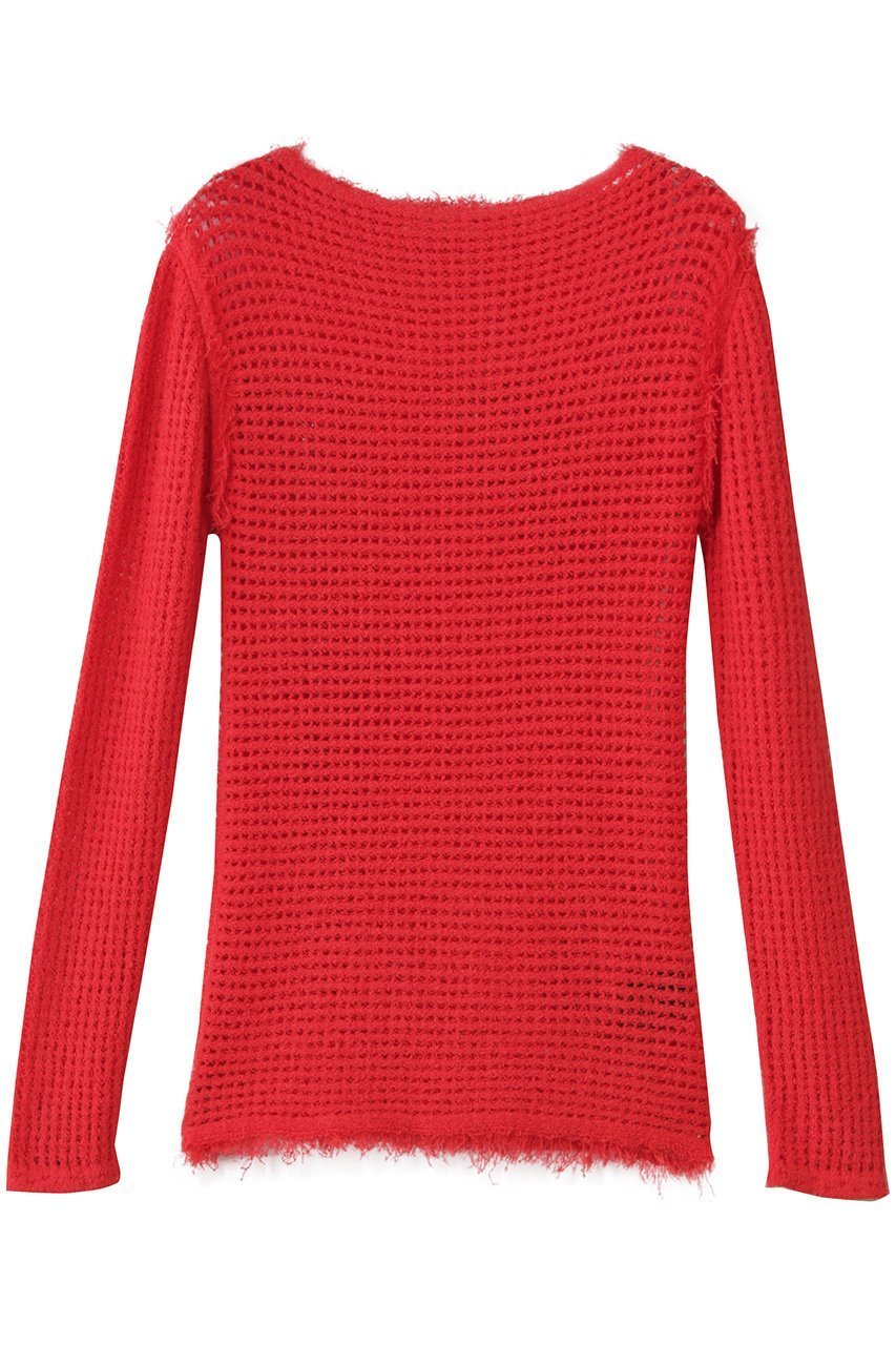【マルティニーク/martinique】の【CURRENTAGE】Mesh knit インテリア・キッズ・メンズ・レディースファッション・服の通販 founy(ファニー) 　ファッション　Fashion　レディースファッション　Fashion for Women　トップス・カットソー　Cut & Sew Tops　ニット　Knit Tops & Sweaters　カジュアルプルオーバー・ニットトップス　Pullovers & Knit Tops / Casual Pullovers　おすすめ　Recommended / Our Picks　フィット　Fit, Slim Fit　フリンジ　Fringe, Tassel　メッシュ　Mesh, Net Fabric　新作・新入荷　New Arrivals / New In　レッド|ID: prp329100004655128 ipo3291000000033663753