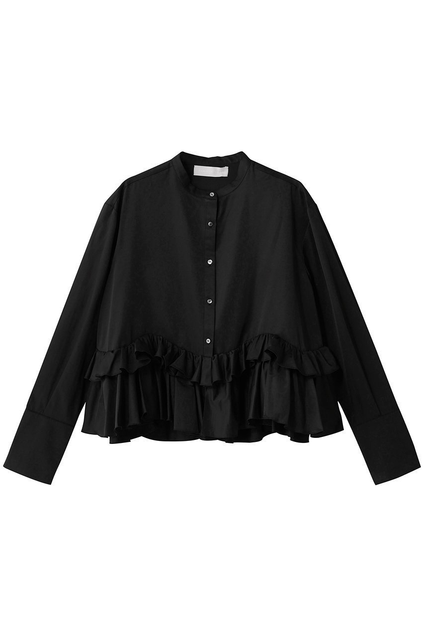 【マリリンムーン/MARILYN MOON】のスパイラルラッフルブラウス インテリア・キッズ・メンズ・レディースファッション・服の通販 founy(ファニー) 　ファッション　Fashion　レディースファッション　Fashion for Women　トップス・カットソー　Cut & Sew Tops　シャツ・ブラウス・オフィスカジュアル　Elegant Blouses & Button-Ups　おすすめ　Recommended / Our Picks　シンプル　Simple, Minimal　ジャケット　Jacket, Outerwear　スリーブ　Sleeve, Long Sleeve / Short Sleeve　ツイル　Twist, Twisted Detail　バランス　Balance, Style Balance　ボトム　Bottoms, Lower Wear　ラッフル　Ruffle, Frill　ロング　Long, Long-Length　人気　Popular, Best Seller　新作・新入荷　New Arrivals / New In　ブラック|ID: prp329100004655130 ipo3291000000033663781