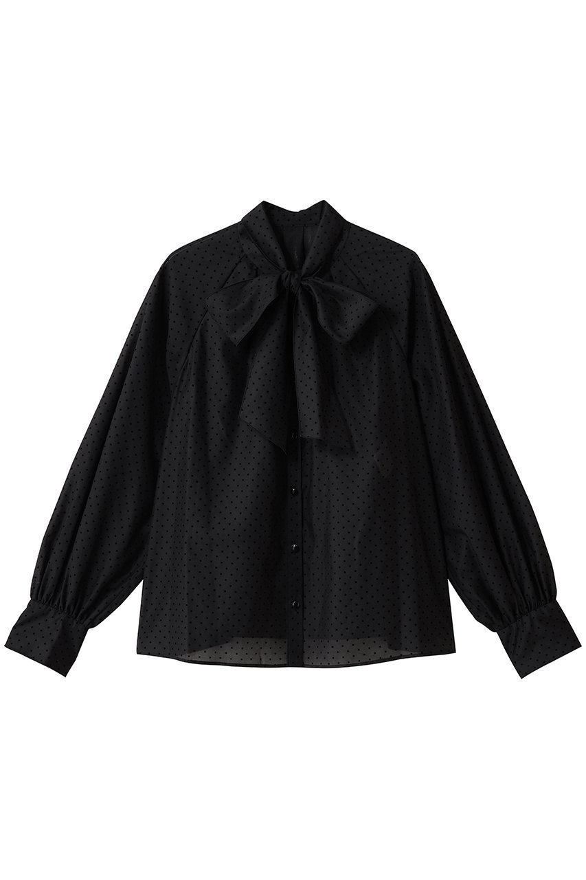 【アナイ/ANAYI】のドットオーガンジーリボンブラウス インテリア・キッズ・メンズ・レディースファッション・服の通販 founy(ファニー) 　ファッション　Fashion　レディースファッション　Fashion for Women　トップス・カットソー　Cut & Sew Tops　シャツ・ブラウス・オフィスカジュアル　Elegant Blouses & Button-Ups　オーガンジー　Organza Fabric　カフス　Cuff Design　シルク　Silk, 100% Silk　スリーブ　Sleeve, Long Sleeve / Short Sleeve　ドット　Polka Dot, Dot Pattern　フェミニン　Feminine, Girly　ロング　Long, Long-Length　新作・新入荷　New Arrivals / New In　ブラック|ID: prp329100004655140 ipo3291000000033663935