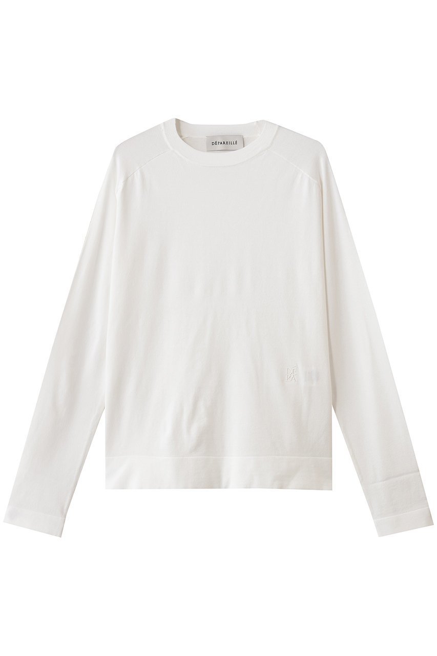 【デパリエ/DEPAREILLE】のウォッシャブルロゴクルーネック インテリア・キッズ・メンズ・レディースファッション・服の通販 founy(ファニー) 　ファッション　Fashion　レディースファッション　Fashion for Women　トップス・カットソー　Cut & Sew Tops　ニット　Knit Tops & Sweaters　カジュアルプルオーバー・ニットトップス　Pullovers & Knit Tops / Casual Pullovers　シンプル　Simple, Minimal　ベーシック　Basic, Essential　ボトム　Bottoms, Lower Wear　ホワイト|ID: prp329100004655148 ipo3291000000036127094