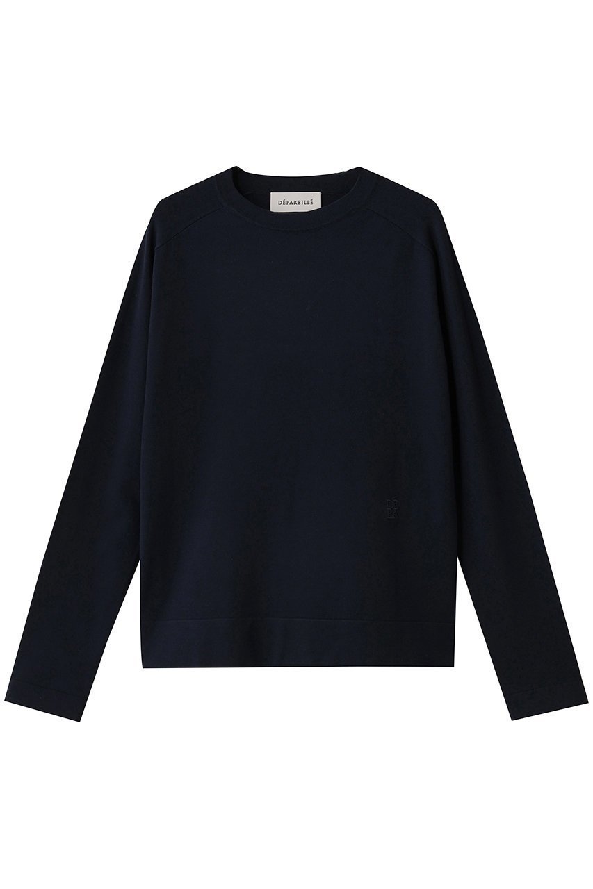 【デパリエ/DEPAREILLE】のウォッシャブルロゴクルーネック インテリア・キッズ・メンズ・レディースファッション・服の通販 founy(ファニー) 　ファッション　Fashion　レディースファッション　Fashion for Women　トップス・カットソー　Cut & Sew Tops　ニット　Knit Tops & Sweaters　カジュアルプルオーバー・ニットトップス　Pullovers & Knit Tops / Casual Pullovers　シンプル　Simple, Minimal　ベーシック　Basic, Essential　ボトム　Bottoms, Lower Wear　ネイビー|ID: prp329100004655148 ipo3291000000036127095
