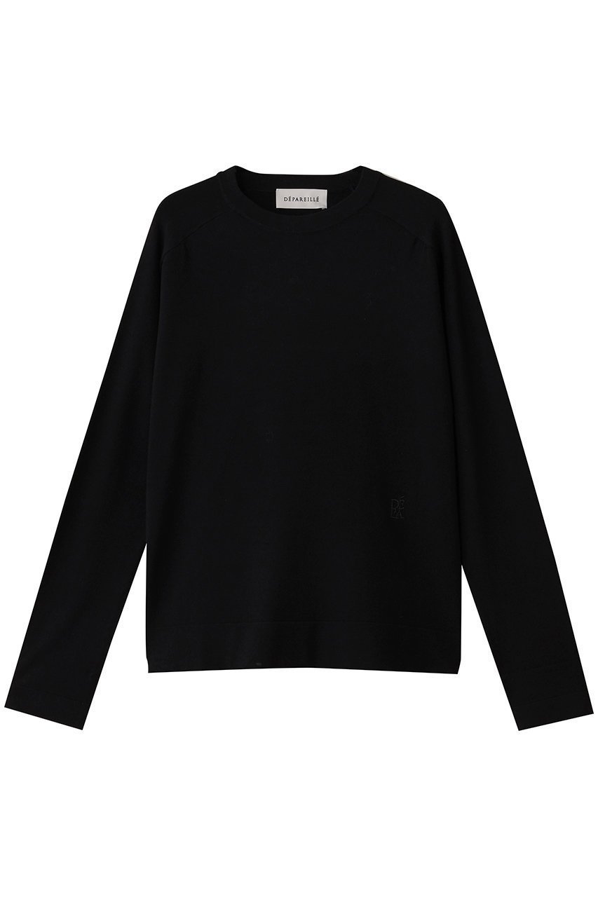 【デパリエ/DEPAREILLE】のウォッシャブルロゴクルーネック インテリア・キッズ・メンズ・レディースファッション・服の通販 founy(ファニー) 　ファッション　Fashion　レディースファッション　Fashion for Women　トップス・カットソー　Cut & Sew Tops　ニット　Knit Tops & Sweaters　カジュアルプルオーバー・ニットトップス　Pullovers & Knit Tops / Casual Pullovers　シンプル　Simple, Minimal　ベーシック　Basic, Essential　ボトム　Bottoms, Lower Wear　ブラック|ID: prp329100004655148 ipo3291000000036127096