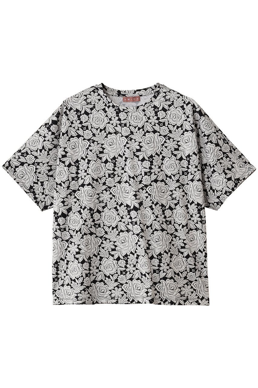 【アミカ/AMICA】のヴィンテージレースTシャツ 人気、トレンドファッション・服の通販 founy(ファニー) 　ファッション　Fashion　レディースファッション　Fashion for Women　アウター　Coat / Outerwear Collection　トップス・カットソー　Cut & Sew Tops　シャツ・ブラウス・オフィスカジュアル　Elegant Blouses & Button-Ups　ロングTシャツ・Tシャツ　Longline T-Shirts & Tees　ベスト&ジレ / 重ね着スタイル　Vests & Gilets　カットソー・ベーシックTシャツ　Cut-and-Sewn Tops / Stretch Tees & Basics　エレガント 上品　Elegant　コレクション　Collection, Seasonal Line　ショート　Short, Short Length　スリーブ　Sleeve, Long Sleeve / Short Sleeve　プリント　Print, Printed Pattern　モノトーン　Monotone, Black and White　レース　Lace, Lace Fabric　定番　Standard, Basic Item　新作・新入荷　New Arrivals / New In　 other-1|ID: prp329100004656668 ipo3291000000033683232