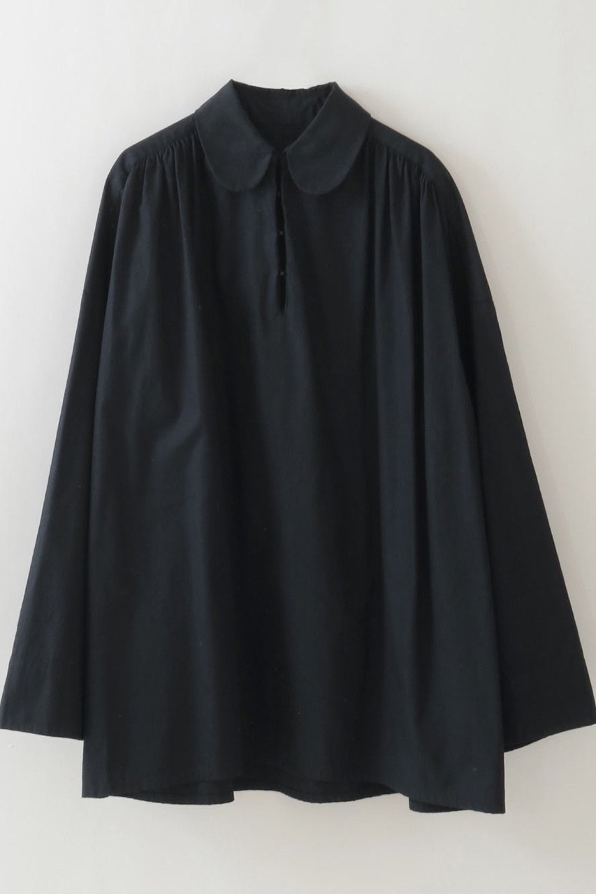 【ハー/HER.】のラウンドカラーチュニックブラウス インテリア・キッズ・メンズ・レディースファッション・服の通販 founy(ファニー) 　ファッション　Fashion　レディースファッション　Fashion for Women　トップス・カットソー　Cut & Sew Tops　シャツ・ブラウス・オフィスカジュアル　Elegant Blouses & Button-Ups　おすすめ　Recommended / Our Picks　クラシカル　Classical, Vintage-Inspired　スモック　Smock, Smock Dress　スリーブ　Sleeve, Long Sleeve / Short Sleeve　チュニック　Tunic, Long Top　トレンド　Trend, Trending Now　パターン　Pattern, Design Print　ロング　Long, Long-Length　ネイビー|ID: prp329100004657333 ipo3291000000033704636