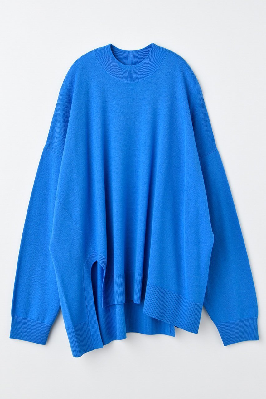 【エンフォルド/ENFOLD】のU SLIT BOX PULLOVER プルオーバー インテリア・キッズ・メンズ・レディースファッション・服の通販 founy(ファニー) 　ファッション　Fashion　レディースファッション　Fashion for Women　トップス・カットソー　Cut & Sew Tops　シャツ・ブラウス・オフィスカジュアル　Elegant Blouses & Button-Ups　ロングTシャツ・Tシャツ　Longline T-Shirts & Tees　カジュアルプルオーバー・ニットトップス　Pullovers & Knit Tops / Casual Pullovers　カットソー・ベーシックTシャツ　Cut-and-Sewn Tops / Stretch Tees & Basics　なめらか　Smooth, Silky Texture　スリット　Slit, Slit Detail　スリーブ　Sleeve, Long Sleeve / Short Sleeve　ハイネック　High Neck, Mock Neck　ボックス　Boxy, Box Shape　ロング　Long, Long-Length　新作・新入荷　New Arrivals / New In　ブルー|ID: prp329100004657368 ipo3291000000033704828