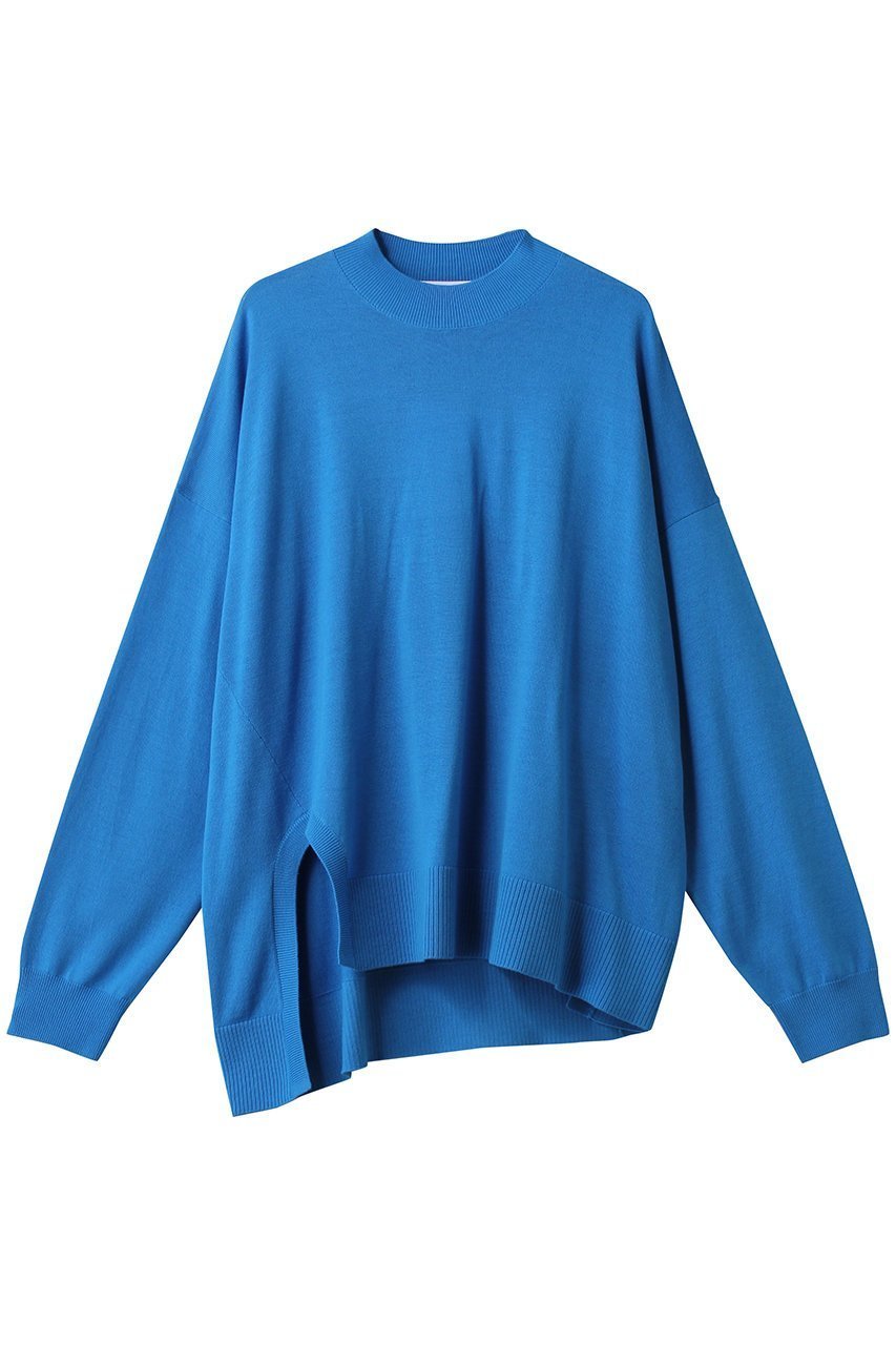 【エンフォルド/ENFOLD】のU SLIT BOX PULLOVER プルオーバー インテリア・キッズ・メンズ・レディースファッション・服の通販 founy(ファニー) 　ファッション　Fashion　レディースファッション　Fashion for Women　トップス・カットソー　Cut & Sew Tops　シャツ・ブラウス・オフィスカジュアル　Elegant Blouses & Button-Ups　ロングTシャツ・Tシャツ　Longline T-Shirts & Tees　カジュアルプルオーバー・ニットトップス　Pullovers & Knit Tops / Casual Pullovers　カットソー・ベーシックTシャツ　Cut-and-Sewn Tops / Stretch Tees & Basics　なめらか　Smooth, Silky Texture　スリット　Slit, Slit Detail　スリーブ　Sleeve, Long Sleeve / Short Sleeve　ハイネック　High Neck, Mock Neck　ボックス　Boxy, Box Shape　ロング　Long, Long-Length　ブルー|ID: prp329100004657368 ipo3291000000035829482