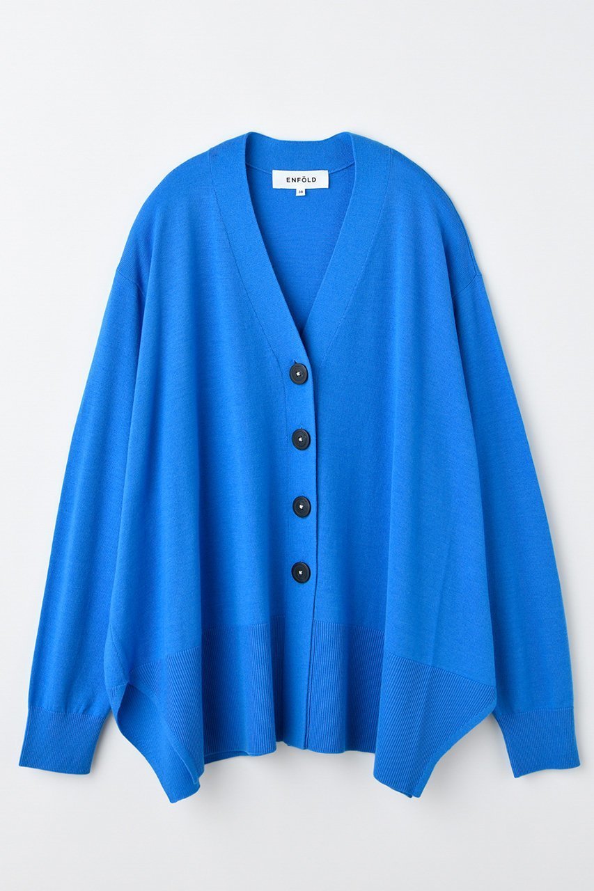 【エンフォルド/ENFOLD】のFLARE SILHOUETTE CARDIGAN カーディガン インテリア・キッズ・メンズ・レディースファッション・服の通販 founy(ファニー) 　ファッション　Fashion　レディースファッション　Fashion for Women　トップス・カットソー　Cut & Sew Tops　ニット　Knit Tops & Sweaters　カーディガン・羽織り　Layered Style Cardigans　なめらか　Smooth, Silky Texture　カーディガン　Cardigan, Knitwear　シンプル　Simple, Minimal　バランス　Balance, Style Balance　フレア　Flare, Flared　新作・新入荷　New Arrivals / New In　ブルー|ID: prp329100004657369 ipo3291000000033704833
