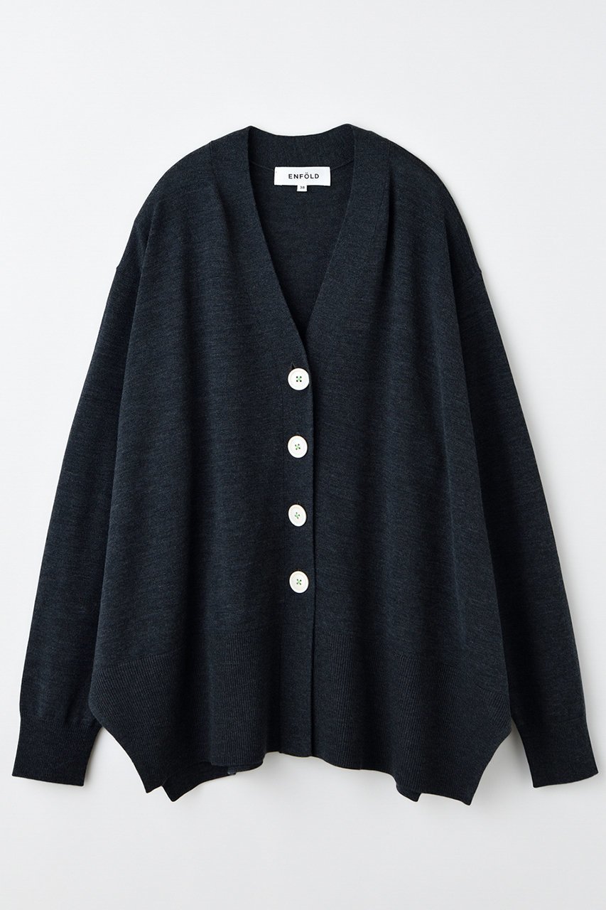 【エンフォルド/ENFOLD】のFLARE SILHOUETTE CARDIGAN カーディガン インテリア・キッズ・メンズ・レディースファッション・服の通販 founy(ファニー) 　ファッション　Fashion　レディースファッション　Fashion for Women　トップス・カットソー　Cut & Sew Tops　ニット　Knit Tops & Sweaters　カーディガン・羽織り　Layered Style Cardigans　なめらか　Smooth, Silky Texture　カーディガン　Cardigan, Knitwear　シンプル　Simple, Minimal　バランス　Balance, Style Balance　フレア　Flare, Flared　新作・新入荷　New Arrivals / New In　チャコールグレー|ID: prp329100004657369 ipo3291000000033704834