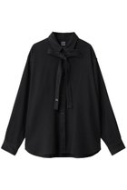 【バウト/BOWTE】のFINE COUNT COTTON PIECE DYE BOWTIE SHIRT/シャツ 人気、トレンドファッション・服の通販 founy(ファニー) ファッション Fashion レディースファッション Fashion for Women トップス・カットソー Cut & Sew Tops シャツ・ブラウス・オフィスカジュアル Elegant Blouses & Button-Ups エレガント 上品 Elegant スリーブ Sleeve, Long Sleeve / Short Sleeve ロング Long, Long-Length 秋 Autumn thumbnail ブラック|ID: prp329100004657372 ipo3291000000035968321