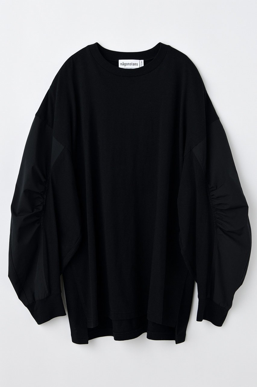 【ナゴンスタンス/nagonstans】の【9/3 12:00販売開始】curve long-sleeves ロングスリーブ インテリア・キッズ・メンズ・レディースファッション・服の通販 founy(ファニー) 　ファッション　Fashion　レディースファッション　Fashion for Women　トップス・カットソー　Cut & Sew Tops　シャツ・ブラウス・オフィスカジュアル　Elegant Blouses & Button-Ups　ロングTシャツ・Tシャツ　Longline T-Shirts & Tees　カットソー・ベーシックTシャツ　Cut-and-Sewn Tops / Stretch Tees & Basics　カットソー　Cut and Sewn Top　ギャザー　Gathered, Ruffled　スリーブ　Sleeve, Long Sleeve / Short Sleeve　ロング　Long, Long-Length　新作・新入荷　New Arrivals / New In　Black|ID: prp329100004657382 ipo3291000000033690601