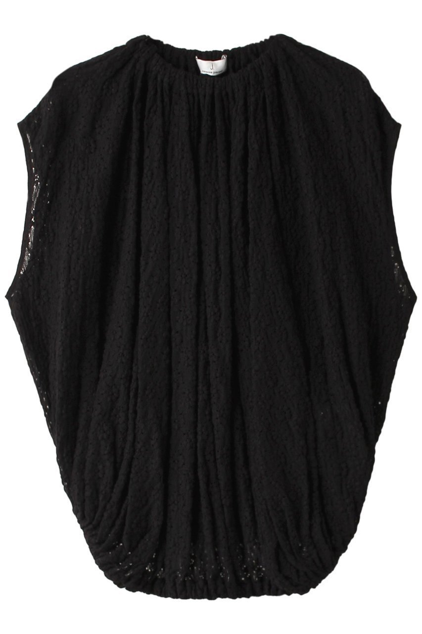 【ジェイドット/j.】のラッセルレースシャーリングブラウス インテリア・キッズ・メンズ・レディースファッション・服の通販 founy(ファニー) 　ファッション　Fashion　レディースファッション　Fashion for Women　トップス・カットソー　Cut & Sew Tops　シャツ・ブラウス・オフィスカジュアル　Elegant Blouses & Button-Ups　ショート　Short, Short Length　ストレッチ　Stretch, Stretchy Fabric　スリット　Slit, Slit Detail　スリーブ　Sleeve, Long Sleeve / Short Sleeve　バルーン　Balloon, Balloon Silhouette　ラッセル　Raschel, Raschel Lace　レース　Lace, Lace Fabric　ブラック|ID: prp329100004657397 ipo3291000000035724133