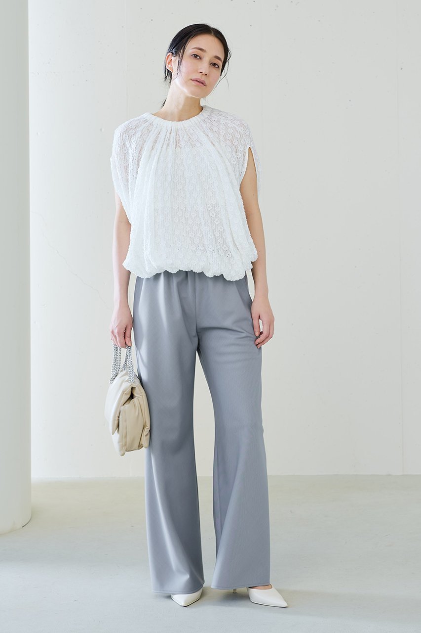 【ジェイドット/j.】のラッセルレースシャーリングブラウス 人気、トレンドファッション・服の通販 founy(ファニー) 　ファッション　Fashion　レディースファッション　Fashion for Women　トップス・カットソー　Cut & Sew Tops　シャツ・ブラウス・オフィスカジュアル　Elegant Blouses & Button-Ups　ショート　Short, Short Length　ストレッチ　Stretch, Stretchy Fabric　スリット　Slit, Slit Detail　スリーブ　Sleeve, Long Sleeve / Short Sleeve　バルーン　Balloon, Balloon Silhouette　ラッセル　Raschel, Raschel Lace　レース　Lace, Lace Fabric　other-8|ID: prp329100004657397 ipo3291000000035724146