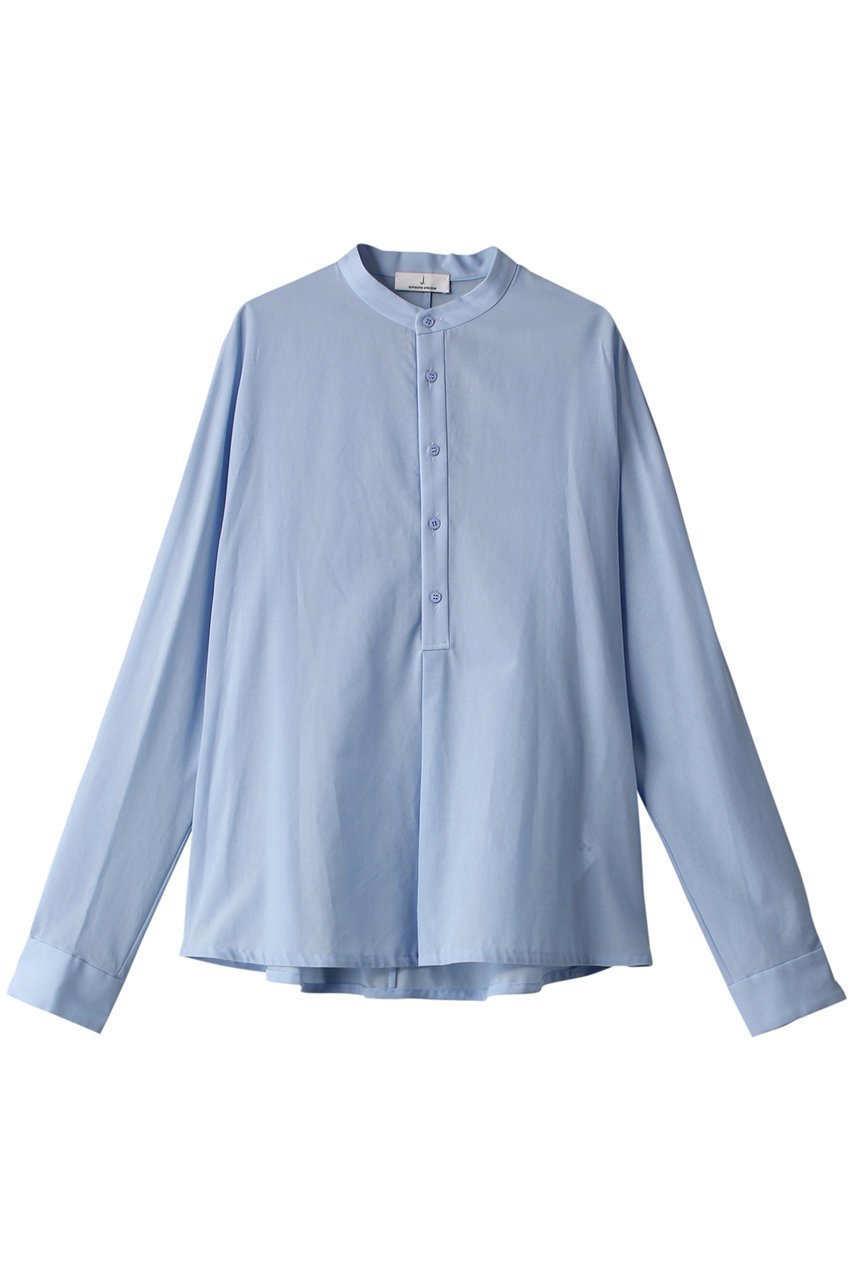 【ジェイドット/j.】のコットンボイルバンドカラーブラウス インテリア・キッズ・メンズ・レディースファッション・服の通販 founy(ファニー) 　ファッション　Fashion　レディースファッション　Fashion for Women　トップス・カットソー　Cut & Sew Tops　シャツ・ブラウス・オフィスカジュアル　Elegant Blouses & Button-Ups　スリーブ　Sleeve, Long Sleeve / Short Sleeve　パターン　Pattern, Design Print　ロング　Long, Long-Length　サックス|ID: prp329100004657399 ipo3291000000033705148
