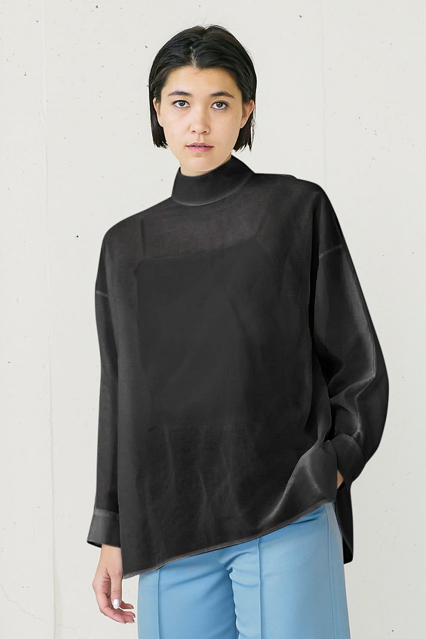 【ジェイドット/j.】のコットンオーガンジースタンドカラーブラウス 人気、トレンドファッション・服の通販 founy(ファニー) 　ファッション　Fashion　レディースファッション　Fashion for Women　トップス・カットソー　Cut & Sew Tops　シャツ・ブラウス・オフィスカジュアル　Elegant Blouses & Button-Ups　シアー　Sheer, See-Through　スタンド　Stand Collar, Upright Stand　スリット　Slit, Slit Detail　スリーブ　Sleeve, Long Sleeve / Short Sleeve　ロング　Long, Long-Length　夏　Summer　春　Spring　S/S・春夏　SS, Spring/Summer, Warm Season　other-6|ID: prp329100004657402 ipo3291000000033705182