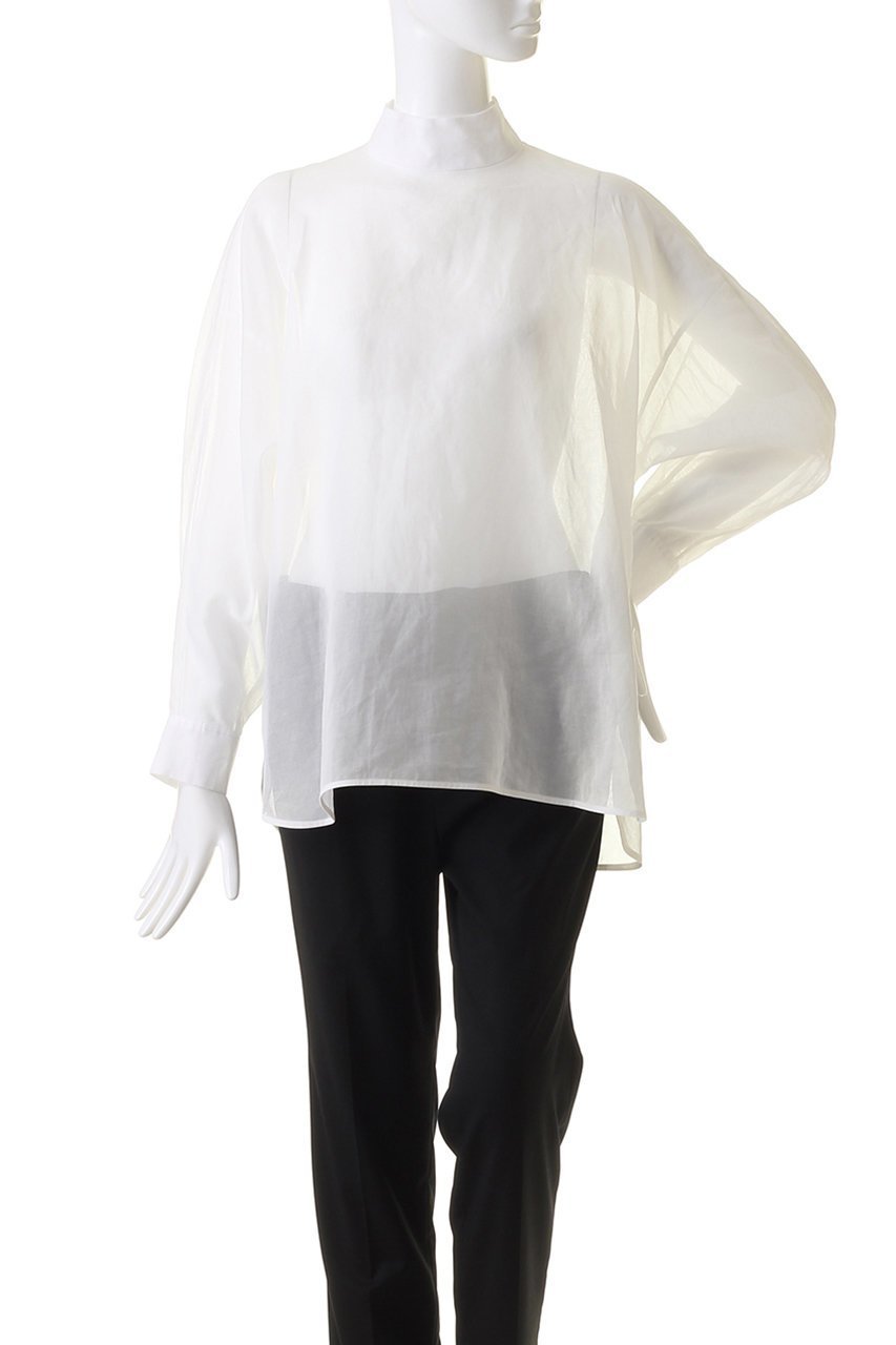 【ジェイドット/j.】のコットンオーガンジースタンドカラーブラウス 人気、トレンドファッション・服の通販 founy(ファニー) 　ファッション　Fashion　レディースファッション　Fashion for Women　トップス・カットソー　Cut & Sew Tops　シャツ・ブラウス・オフィスカジュアル　Elegant Blouses & Button-Ups　シアー　Sheer, See-Through　スタンド　Stand Collar, Upright Stand　スリット　Slit, Slit Detail　スリーブ　Sleeve, Long Sleeve / Short Sleeve　ロング　Long, Long-Length　夏　Summer　春　Spring　S/S・春夏　SS, Spring/Summer, Warm Season　other-2|ID: prp329100004657402 ipo3291000000035829975