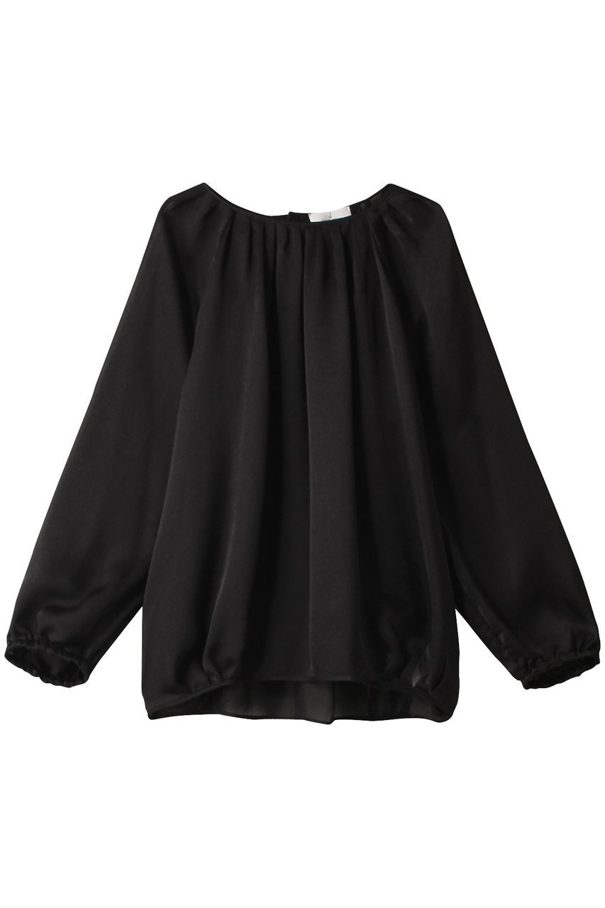 【ジェイドット/j.】のビンテージサテンギャザーブラウス インテリア・キッズ・メンズ・レディースファッション・服の通販 founy(ファニー) 　ファッション　Fashion　レディースファッション　Fashion for Women　トップス・カットソー　Cut & Sew Tops　シャツ・ブラウス・オフィスカジュアル　Elegant Blouses & Button-Ups　シアー　Sheer, See-Through　シンプル　Simple, Minimal　スリーブ　Sleeve, Long Sleeve / Short Sleeve　パーティ　Party, Party Style　ビンテージ　Vintage, Retro Style　ロング　Long, Long-Length　ブラック|ID: prp329100004657406 ipo3291000000035830043