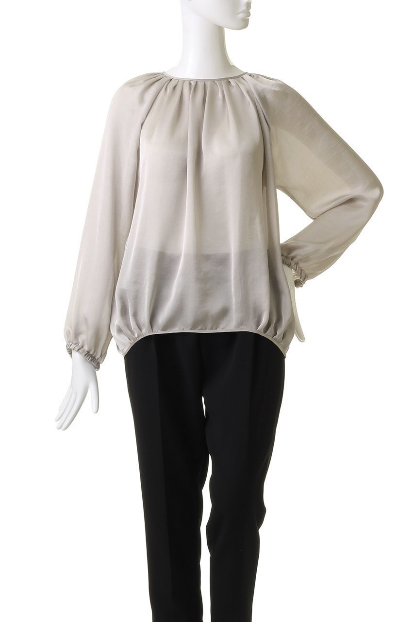 【ジェイドット/j.】のビンテージサテンギャザーブラウス 人気、トレンドファッション・服の通販 founy(ファニー) 　ファッション　Fashion　レディースファッション　Fashion for Women　トップス・カットソー　Cut & Sew Tops　シャツ・ブラウス・オフィスカジュアル　Elegant Blouses & Button-Ups　シアー　Sheer, See-Through　シンプル　Simple, Minimal　スリーブ　Sleeve, Long Sleeve / Short Sleeve　パーティ　Party, Party Style　ビンテージ　Vintage, Retro Style　ロング　Long, Long-Length　other-2|ID: prp329100004657406 ipo3291000000035830046