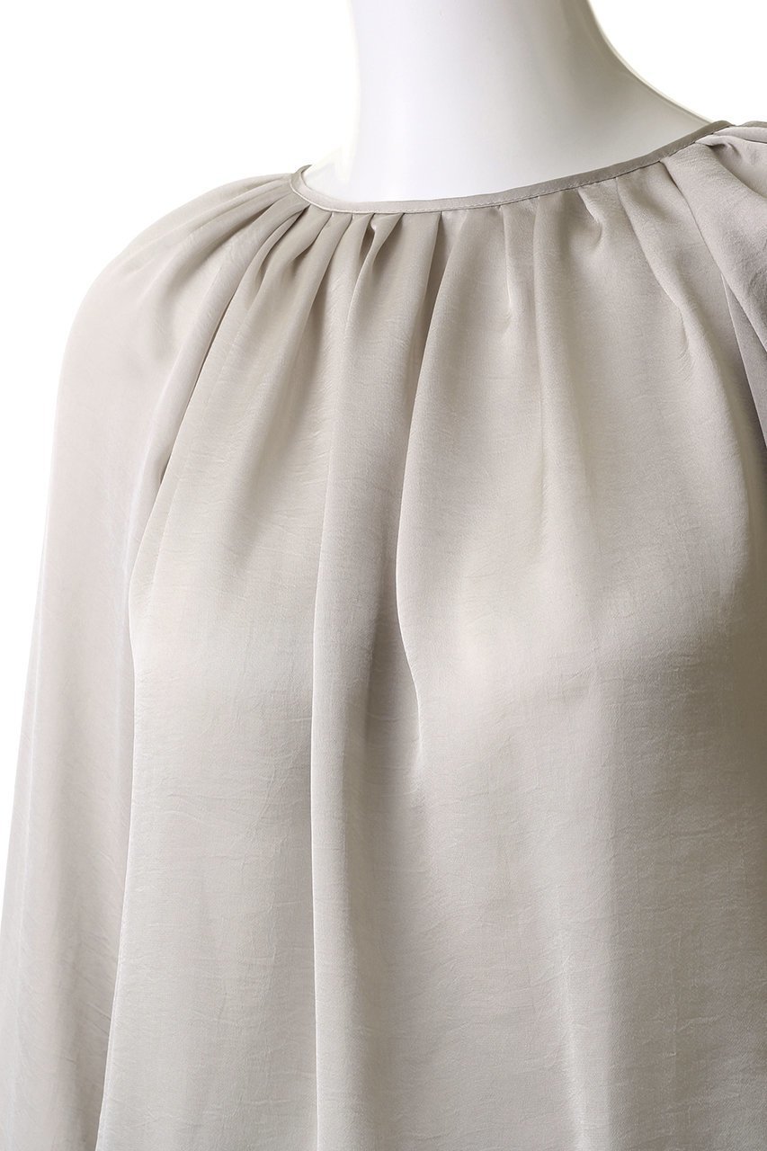 【ジェイドット/j.】のビンテージサテンギャザーブラウス 人気、トレンドファッション・服の通販 founy(ファニー) 　ファッション　Fashion　レディースファッション　Fashion for Women　トップス・カットソー　Cut & Sew Tops　シャツ・ブラウス・オフィスカジュアル　Elegant Blouses & Button-Ups　シアー　Sheer, See-Through　シンプル　Simple, Minimal　スリーブ　Sleeve, Long Sleeve / Short Sleeve　パーティ　Party, Party Style　ビンテージ　Vintage, Retro Style　ロング　Long, Long-Length　other-5|ID: prp329100004657406 ipo3291000000035830051