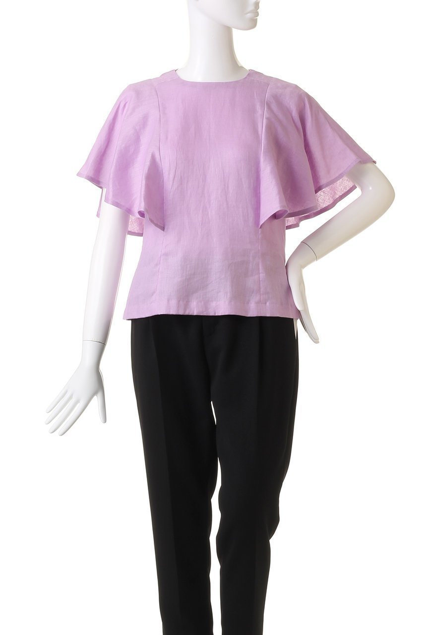 【ジェイドット/j.】の66番手オランダリネンフレア袖ブラウス 人気、トレンドファッション・服の通販 founy(ファニー) 　ファッション　Fashion　レディースファッション　Fashion for Women　トップス・カットソー　Cut & Sew Tops　シャツ・ブラウス・オフィスカジュアル　Elegant Blouses & Button-Ups　ショート　Short, Short Length　スリーブ　Sleeve, Long Sleeve / Short Sleeve　フレア　Flare, Flared　リネン　Linen, Linen Fabric　other-2|ID: prp329100004657411 ipo3291000000033690972