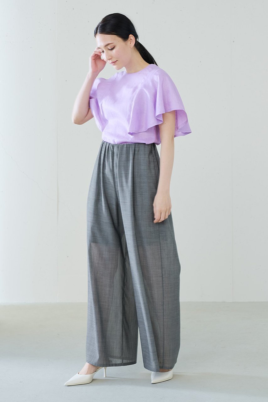 【ジェイドット/j.】の66番手オランダリネンフレア袖ブラウス 人気、トレンドファッション・服の通販 founy(ファニー) 　ファッション　Fashion　レディースファッション　Fashion for Women　トップス・カットソー　Cut & Sew Tops　シャツ・ブラウス・オフィスカジュアル　Elegant Blouses & Button-Ups　ショート　Short, Short Length　スリーブ　Sleeve, Long Sleeve / Short Sleeve　フレア　Flare, Flared　リネン　Linen, Linen Fabric　other-6|ID: prp329100004657411 ipo3291000000033690976