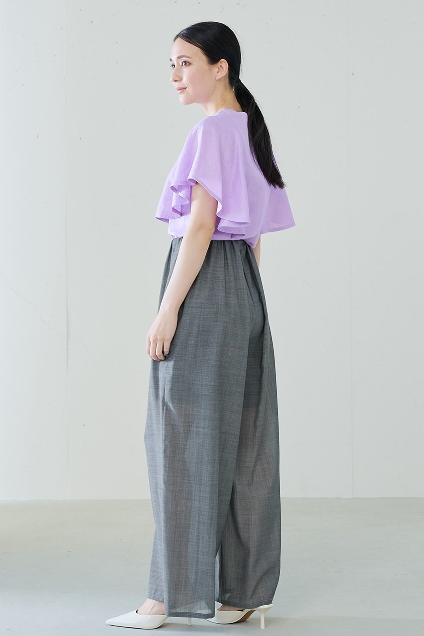 【ジェイドット/j.】の66番手オランダリネンフレア袖ブラウス 人気、トレンドファッション・服の通販 founy(ファニー) 　ファッション　Fashion　レディースファッション　Fashion for Women　トップス・カットソー　Cut & Sew Tops　シャツ・ブラウス・オフィスカジュアル　Elegant Blouses & Button-Ups　ショート　Short, Short Length　スリーブ　Sleeve, Long Sleeve / Short Sleeve　フレア　Flare, Flared　リネン　Linen, Linen Fabric　other-7|ID: prp329100004657411 ipo3291000000033690977
