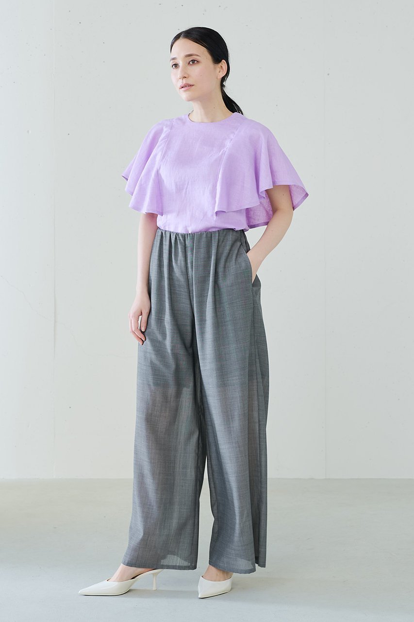 【ジェイドット/j.】の66番手オランダリネンフレア袖ブラウス 人気、トレンドファッション・服の通販 founy(ファニー) 　ファッション　Fashion　レディースファッション　Fashion for Women　トップス・カットソー　Cut & Sew Tops　シャツ・ブラウス・オフィスカジュアル　Elegant Blouses & Button-Ups　ショート　Short, Short Length　スリーブ　Sleeve, Long Sleeve / Short Sleeve　フレア　Flare, Flared　リネン　Linen, Linen Fabric　other-8|ID: prp329100004657411 ipo3291000000033690978