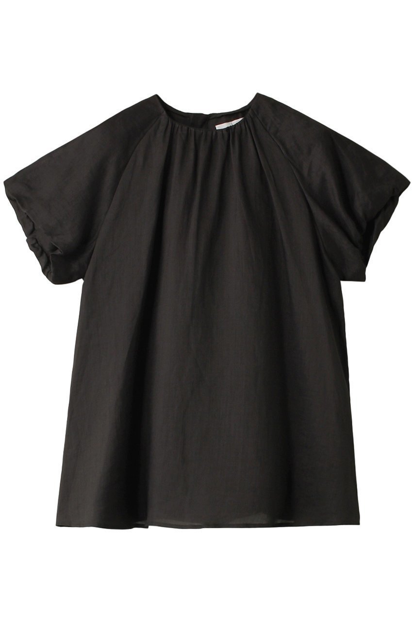 【ジェイドット/j.】のロイヤルラミータックブラウス インテリア・キッズ・メンズ・レディースファッション・服の通販 founy(ファニー) 　ファッション　Fashion　レディースファッション　Fashion for Women　トップス・カットソー　Cut & Sew Tops　シャツ・ブラウス・オフィスカジュアル　Elegant Blouses & Button-Ups　シアー　Sheer, See-Through　ショート　Short, Short Length　スリーブ　Sleeve, Long Sleeve / Short Sleeve　バルーン　Balloon, Balloon Silhouette　フレンチ　French, French Style　リネン　Linen, Linen Fabric　リュクス　Luxury, Elegant, High-End, Chic　ブラック|ID: prp329100004657412 ipo3291000000033691003