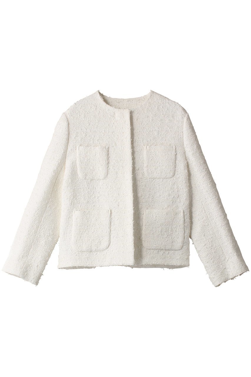 【ジェイドット/j.】のスラブ綿ツイードノーカラージャケット インテリア・キッズ・メンズ・レディースファッション・服の通販 founy(ファニー) 　ファッション　Fashion　レディースファッション　Fashion for Women　アウター　Coat / Outerwear Collection　レディースジャケット・軽アウター　Jackets　ノーカラージャケット / シンプル上品コーデ　Collarless Jackets　オーガニック　Organic Cotton　シンプル　Simple, Minimal　ジャケット　Jacket, Outerwear　ツイード　Twill, Twill Weave　ボックス　Boxy, Box Shape　オフホワイト|ID: prp329100004657415 ipo3291000000033691043