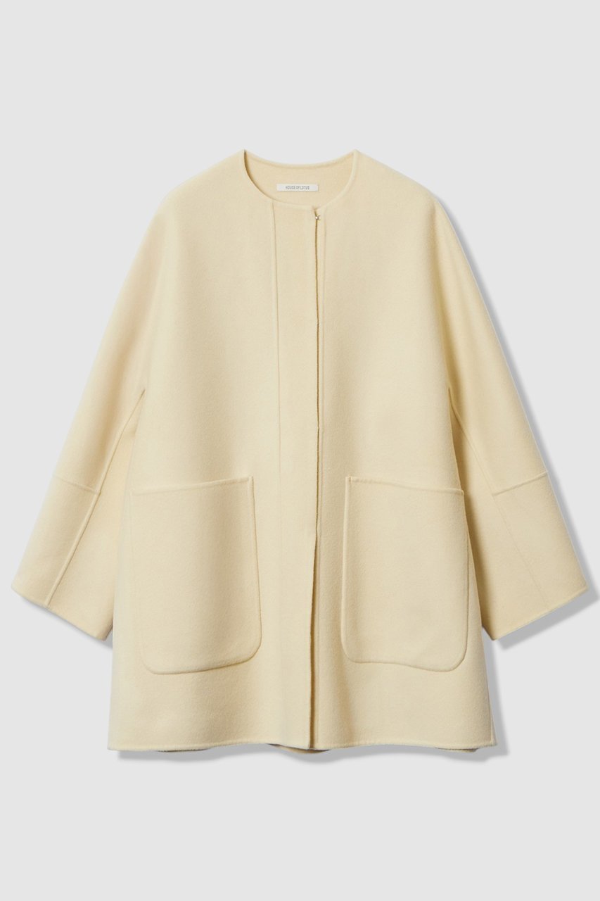 【ハウス オブ ロータス/HOUSE OF LOTUS】のウールリバービッグパッチポケットコート インテリア・キッズ・メンズ・レディースファッション・服の通販 founy(ファニー) 　ファッション　Fashion　レディースファッション　Fashion for Women　アウター　Coat / Outerwear Collection　コート・ロングコート・ピーコート　Long Coats, Peacoats & More　ショート　Short, Short Length　ドレープ　Drape, Draping Fabric　パッチ　Patch, Appliqué　フォルム　Silhouette, Form　フロント　Front, Front Design　ポケット　Pocket, Pocket Detail　新作・新入荷　New Arrivals / New In　イエロー|ID: prp329100004658459 ipo3291000000033715144