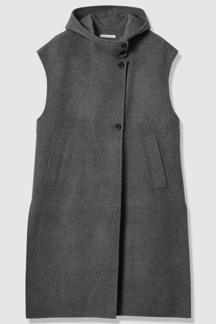 【ハウス オブ ロータス/HOUSE OF LOTUS】のウールリバーフードロングジレ インテリア・キッズ・メンズ・レディースファッション・服の通販 founy(ファニー) 　ファッション　Fashion　レディースファッション　Fashion for Women　アウター　Coat / Outerwear Collection　レディースジャケット・軽アウター　Jackets　ウォーム　Warm Fabric　ジャケット　Jacket, Outerwear　スリット　Slit, Slit Detail　ドレープ　Drape, Draping Fabric　ベスト　Vest, Waistcoat　エレガント 上品　Elegant　新作・新入荷　New Arrivals / New In　A/W・秋冬　Autumn/Winter　チャコールグレー|ID: prp329100004658460 ipo3291000000033715155
