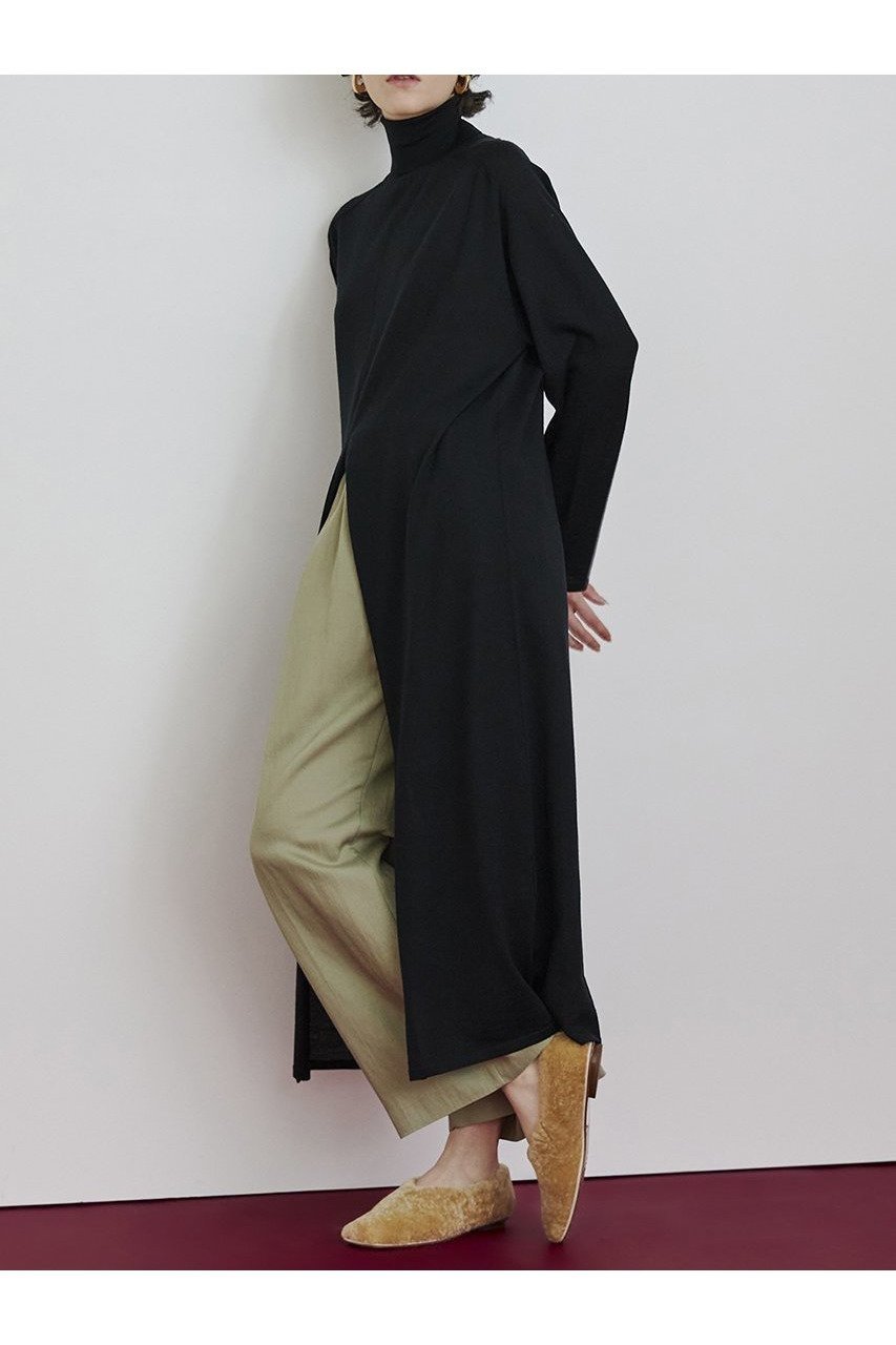 【ハウス オブ ロータス/HOUSE OF LOTUS】のウーステッドメリノウールワンピース 人気、トレンドファッション・服の通販 founy(ファニー) 　ファッション　Fashion　レディースファッション　Fashion for Women　ワンピース　Dresses　チュニック　Tunic Tops & Dresses　コーティング　Coating, Coated Finish　シンプル　Simple, Minimal　スタンダード　Standard, Basic　スリット　Slit, Slit Detail　タートルネック　Turtleneck, High Neck　チュニック　Tunic, Long Top　プリント　Print, Printed Pattern　ロング　Long, Long-Length　新作・新入荷　New Arrivals / New In　other-2|ID: prp329100004658467 ipo3291000000033715213