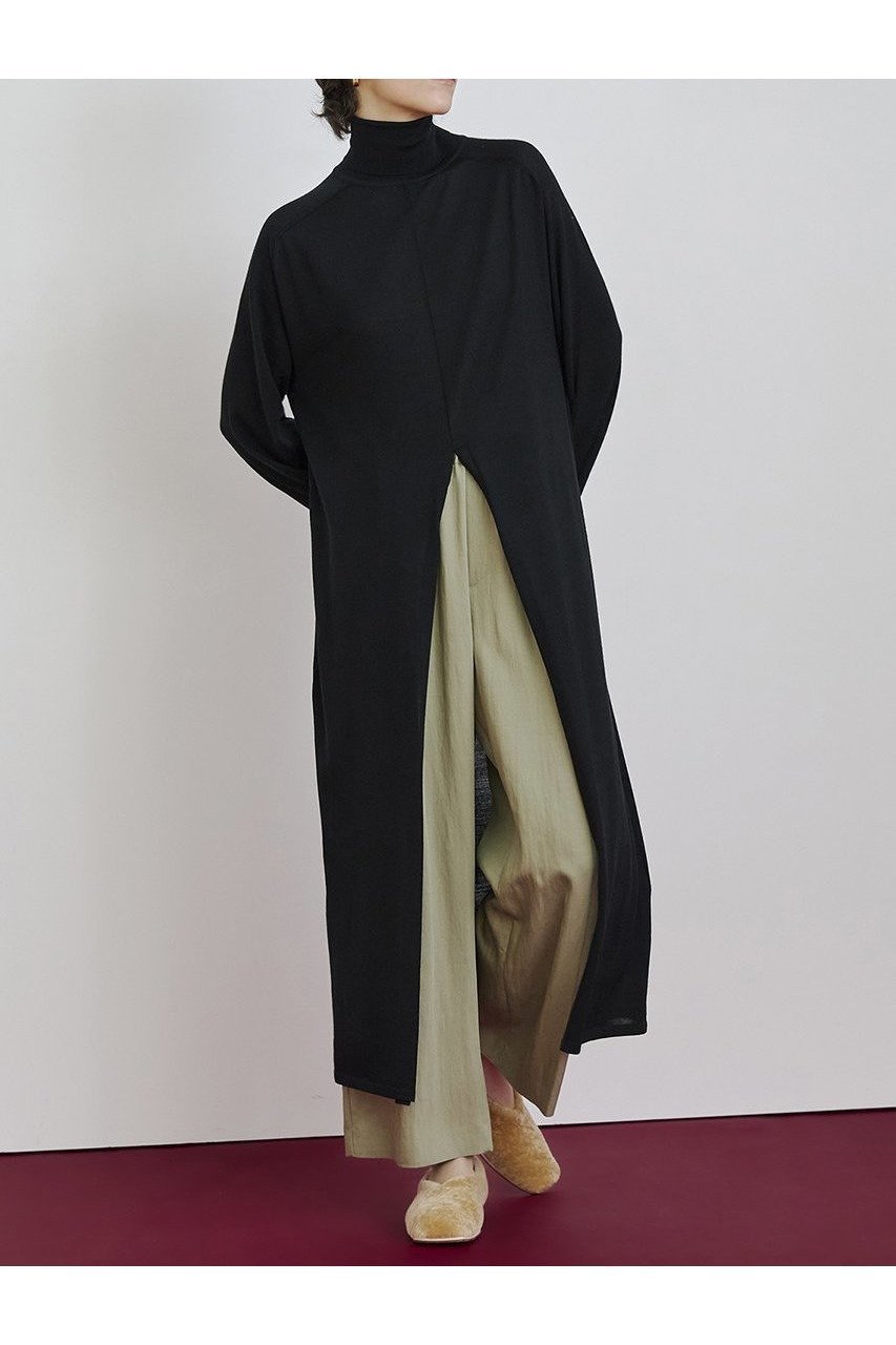 【ハウス オブ ロータス/HOUSE OF LOTUS】のウーステッドメリノウールワンピース 人気、トレンドファッション・服の通販 founy(ファニー) 　ファッション　Fashion　レディースファッション　Fashion for Women　ワンピース　Dresses　チュニック　Tunic Tops & Dresses　コーティング　Coating, Coated Finish　シンプル　Simple, Minimal　スタンダード　Standard, Basic　スリット　Slit, Slit Detail　タートルネック　Turtleneck, High Neck　チュニック　Tunic, Long Top　プリント　Print, Printed Pattern　ロング　Long, Long-Length　新作・新入荷　New Arrivals / New In　other-3|ID: prp329100004658467 ipo3291000000033715214