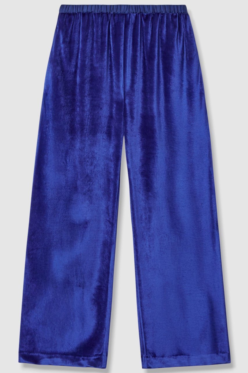 【ハウス オブ ロータス/HOUSE OF LOTUS】のトリアセベロアパンツ インテリア・キッズ・メンズ・レディースファッション・服の通販 founy(ファニー) 　ファッション　Fashion　レディースファッション　Fashion for Women　パンツ　Pants & Trousers　サテン　Satin, Glossy Fabric　シルク　Silk, 100% Silk　ストレッチ　Stretch, Stretchy Fabric　ストレート　Straight, Straight Cut　ベロア　Velour, Soft Velvet　新作・新入荷　New Arrivals / New In　ブルー|ID: prp329100004658469 ipo3291000000033715227