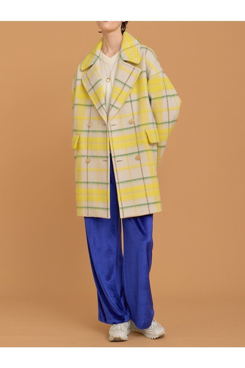 【ハウス オブ ロータス/HOUSE OF LOTUS】のシャギーチェックコート 人気、トレンドファッション・服の通販 founy(ファニー) 　ファッション　Fashion　レディースファッション　Fashion for Women　アウター　Coat / Outerwear Collection　コート・ロングコート・ピーコート　Long Coats, Peacoats & More　イエロー　Yellow　ショート　Short, Short Length　ブランケット　Blanket, Throw Blanket　ミドル　Middle Length, Mid Height　冬　Winter / This Winter　新作・新入荷　New Arrivals / New In　other-8|ID: prp329100004658471 ipo3291000000033715251