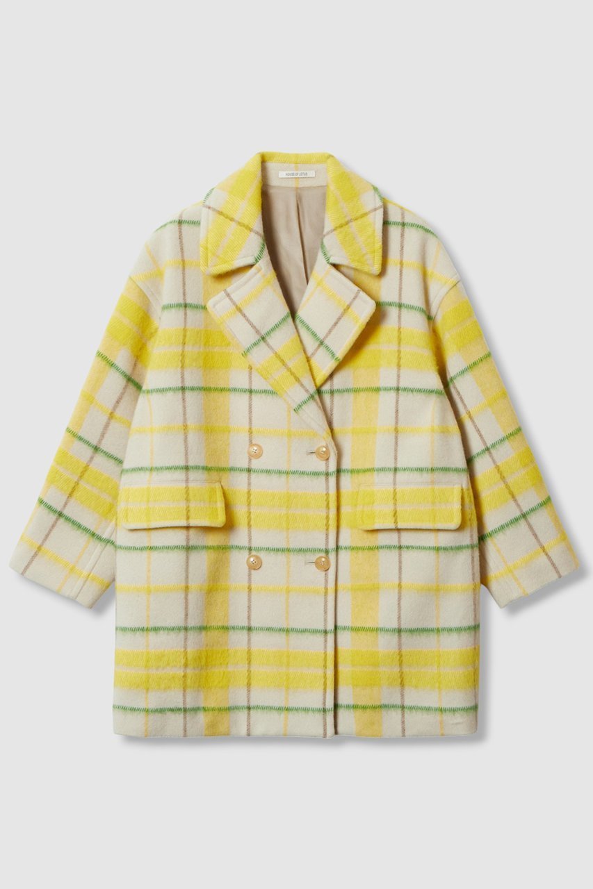 【ハウス オブ ロータス/HOUSE OF LOTUS】のシャギーチェックコート 人気、トレンドファッション・服の通販 founy(ファニー) 　ファッション　Fashion　レディースファッション　Fashion for Women　アウター　Coat / Outerwear Collection　コート・ロングコート・ピーコート　Long Coats, Peacoats & More　イエロー　Yellow　ショート　Short, Short Length　ブランケット　Blanket, Throw Blanket　ミドル　Middle Length, Mid Height　冬　Winter / This Winter　 other-1|ID: prp329100004658471 ipo3291000000035702023