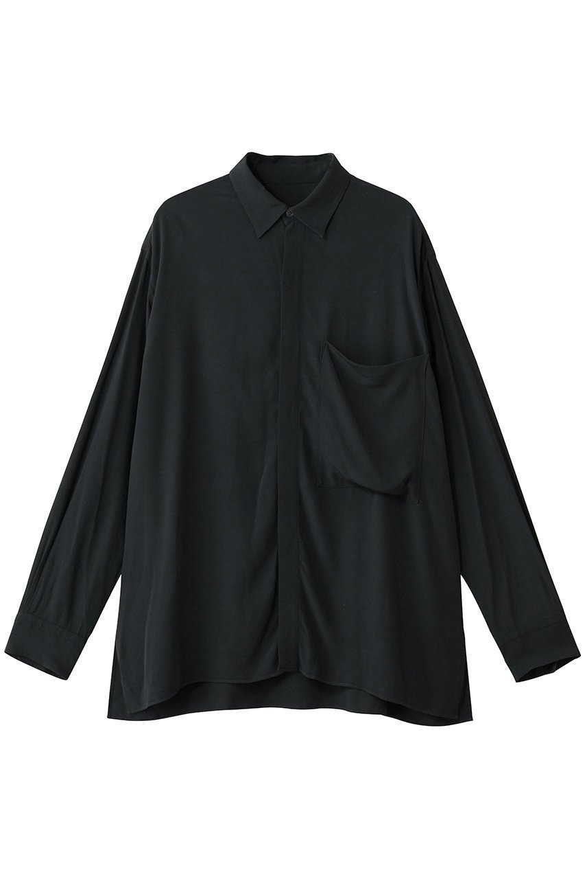 【イレーヴ/YLEVE】のレーヨンデシン シャツ インテリア・キッズ・メンズ・レディースファッション・服の通販 founy(ファニー) 　ファッション　Fashion　レディースファッション　Fashion for Women　トップス・カットソー　Cut & Sew Tops　シャツ・ブラウス・オフィスカジュアル　Elegant Blouses & Button-Ups　スラックス　Slacks, Dress Pants　スリーブ　Sleeve, Long Sleeve / Short Sleeve　デニム　Denim, Jeans Material　リラックス　Relax, Relaxed Fit　ロング　Long, Long-Length　エレガント 上品　Elegant　新作・新入荷　New Arrivals / New In　チャコール|ID: prp329100004658479 ipo3291000000033715319