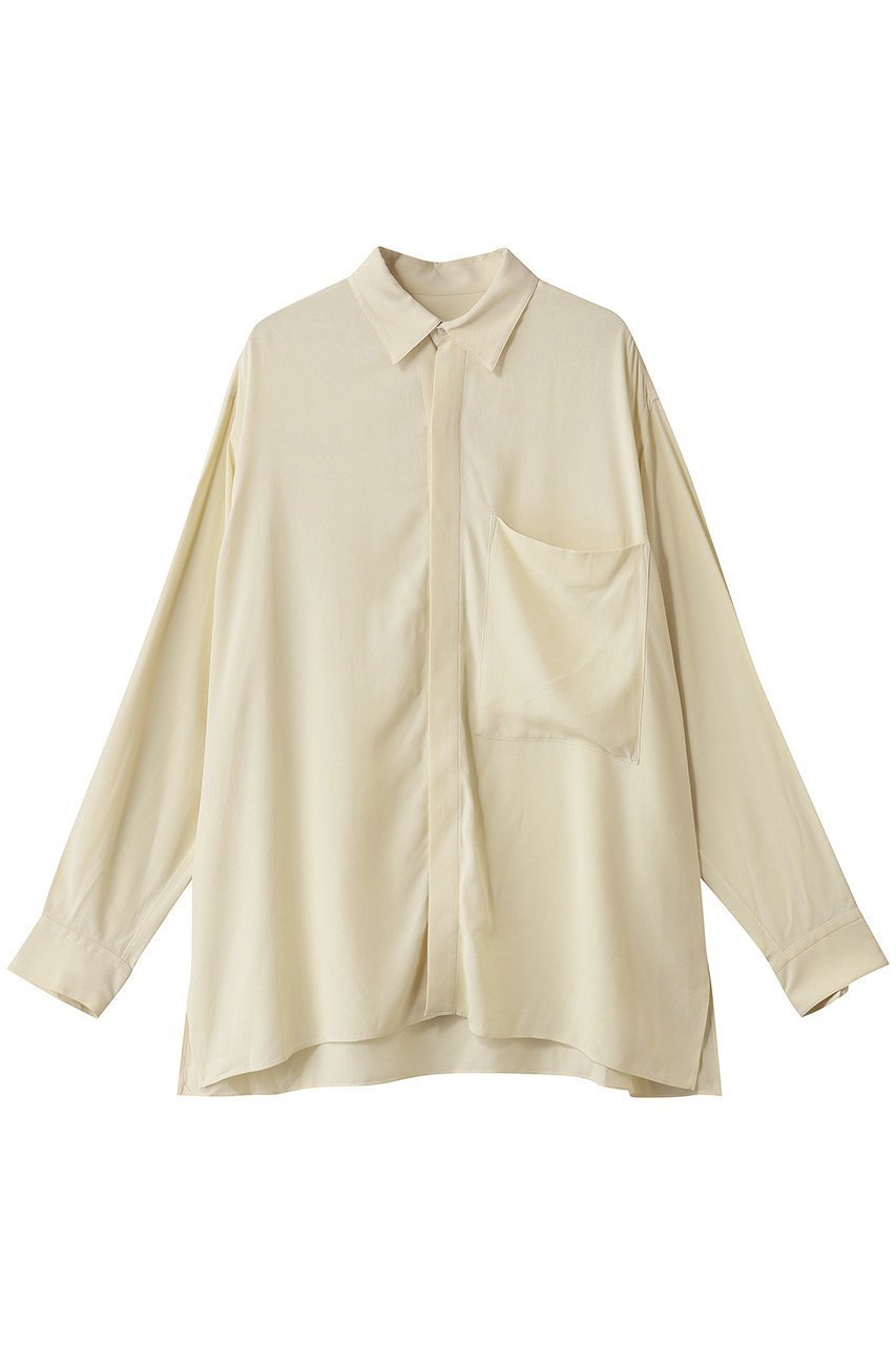 【イレーヴ/YLEVE】のレーヨンデシン シャツ インテリア・キッズ・メンズ・レディースファッション・服の通販 founy(ファニー) 　ファッション　Fashion　レディースファッション　Fashion for Women　トップス・カットソー　Cut & Sew Tops　シャツ・ブラウス・オフィスカジュアル　Elegant Blouses & Button-Ups　スラックス　Slacks, Dress Pants　スリーブ　Sleeve, Long Sleeve / Short Sleeve　デニム　Denim, Jeans Material　リラックス　Relax, Relaxed Fit　ロング　Long, Long-Length　エレガント 上品　Elegant　新作・新入荷　New Arrivals / New In　バター|ID: prp329100004658479 ipo3291000000033758030