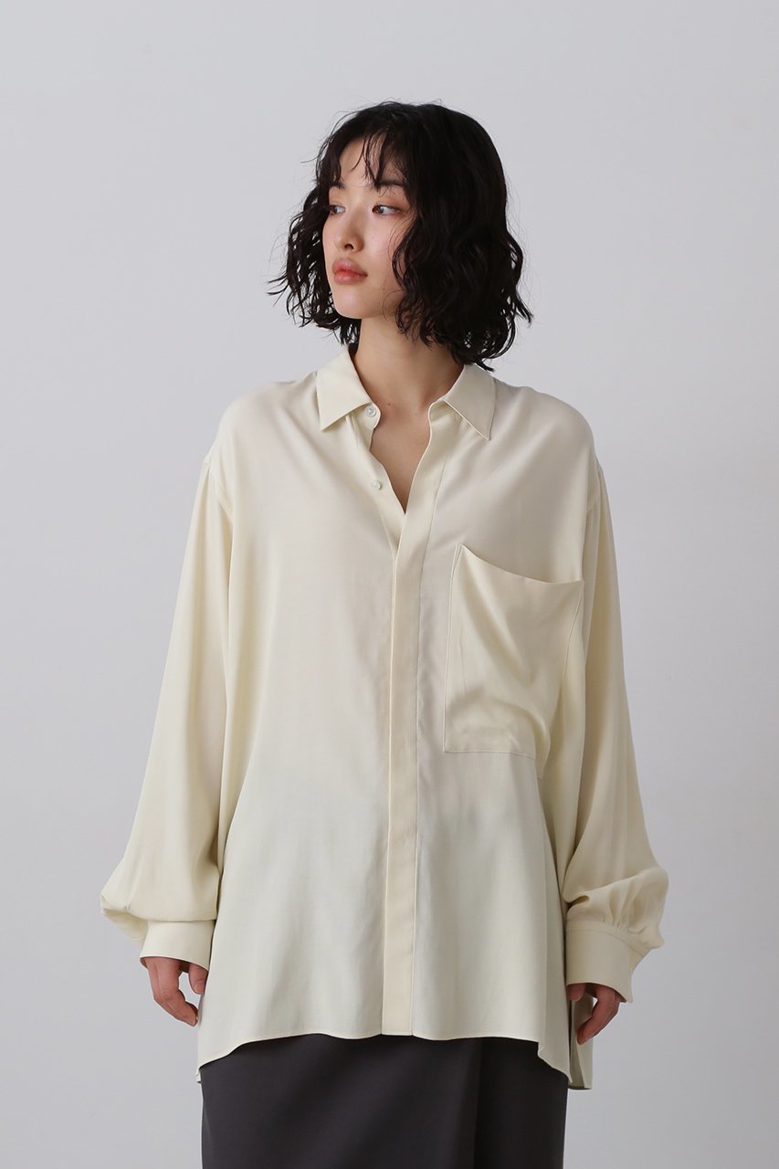 【イレーヴ/YLEVE】のレーヨンデシン シャツ 人気、トレンドファッション・服の通販 founy(ファニー) 　ファッション　Fashion　レディースファッション　Fashion for Women　トップス・カットソー　Cut & Sew Tops　シャツ・ブラウス・オフィスカジュアル　Elegant Blouses & Button-Ups　スラックス　Slacks, Dress Pants　スリーブ　Sleeve, Long Sleeve / Short Sleeve　デニム　Denim, Jeans Material　リラックス　Relax, Relaxed Fit　ロング　Long, Long-Length　エレガント 上品　Elegant　新作・新入荷　New Arrivals / New In　other-8|ID: prp329100004658479 ipo3291000000033878764