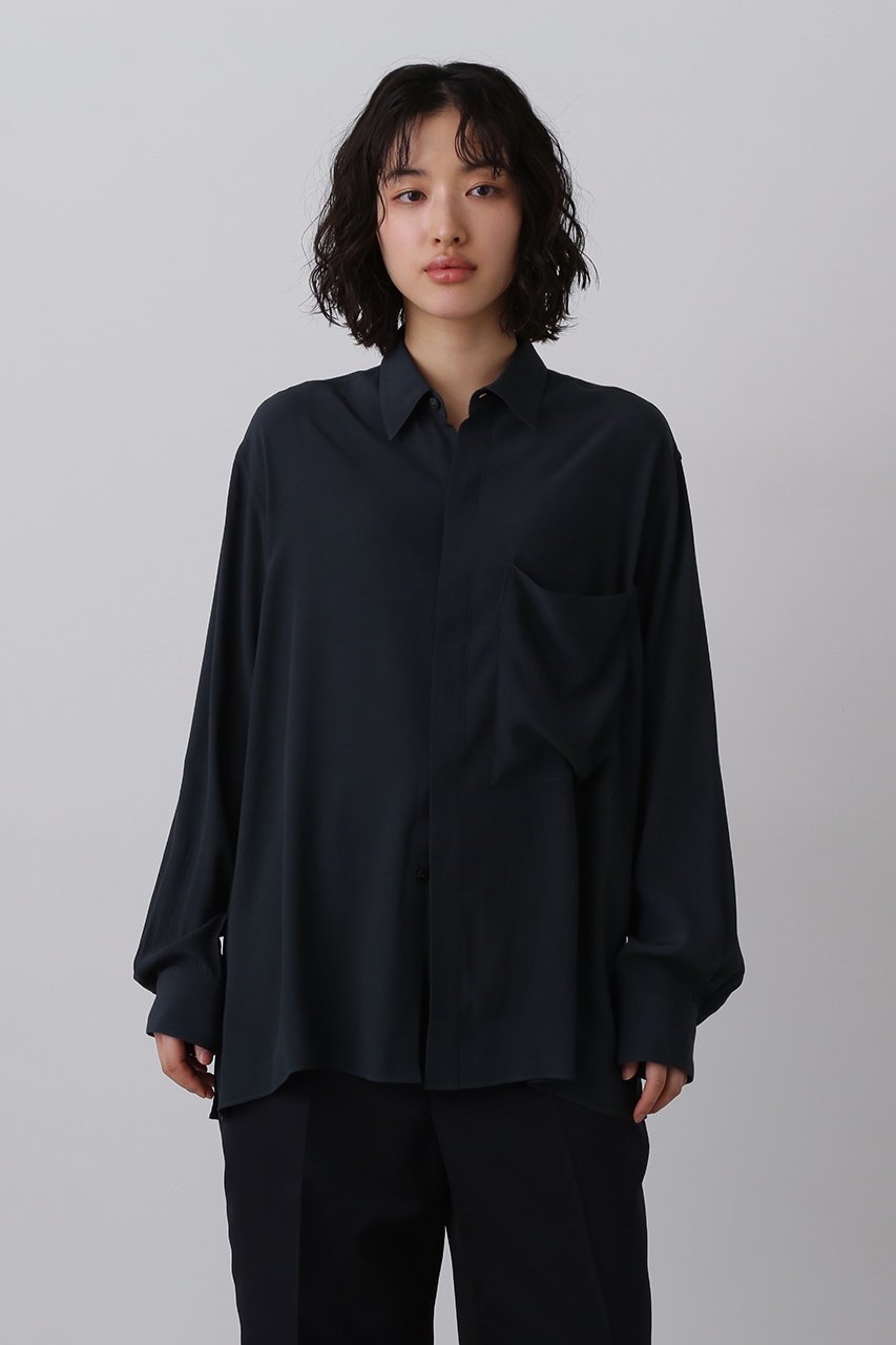 【イレーヴ/YLEVE】のレーヨンデシン シャツ 人気、トレンドファッション・服の通販 founy(ファニー) 　ファッション　Fashion　レディースファッション　Fashion for Women　トップス・カットソー　Cut & Sew Tops　シャツ・ブラウス・オフィスカジュアル　Elegant Blouses & Button-Ups　スラックス　Slacks, Dress Pants　スリーブ　Sleeve, Long Sleeve / Short Sleeve　デニム　Denim, Jeans Material　リラックス　Relax, Relaxed Fit　ロング　Long, Long-Length　エレガント 上品　Elegant　other-6|ID: prp329100004658479 ipo3291000000036234227