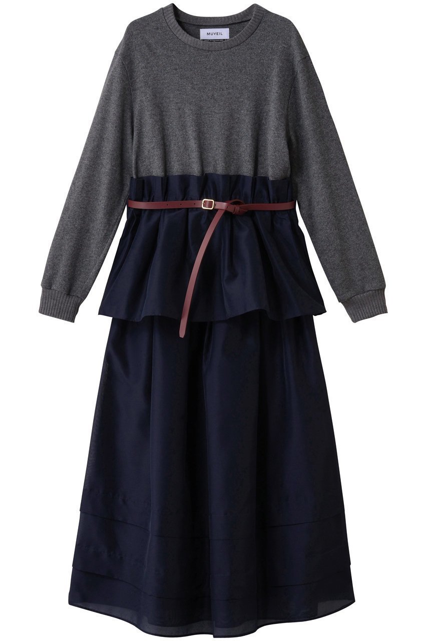 【ミュベール/MUVEIL】の2WAYニットセットアップワンピース インテリア・キッズ・メンズ・レディースファッション・服の通販 founy(ファニー) 　ファッション　Fashion　レディースファッション　Fashion for Women　ワンピース　Dresses　チュニック　Tunic Tops & Dresses　おすすめ　Recommended / Our Picks　オーガンジー　Organza Fabric　カットソー　Cut and Sewn Top　セットアップ　Set-Up, Coordinated Outfit　チュニック　Tunic, Long Top　ペプラム　Peplum, Flared Hem　ロング　Long, Long-Length　新作・新入荷　New Arrivals / New In　グレー|ID: prp329100004658492 ipo3291000000033715409