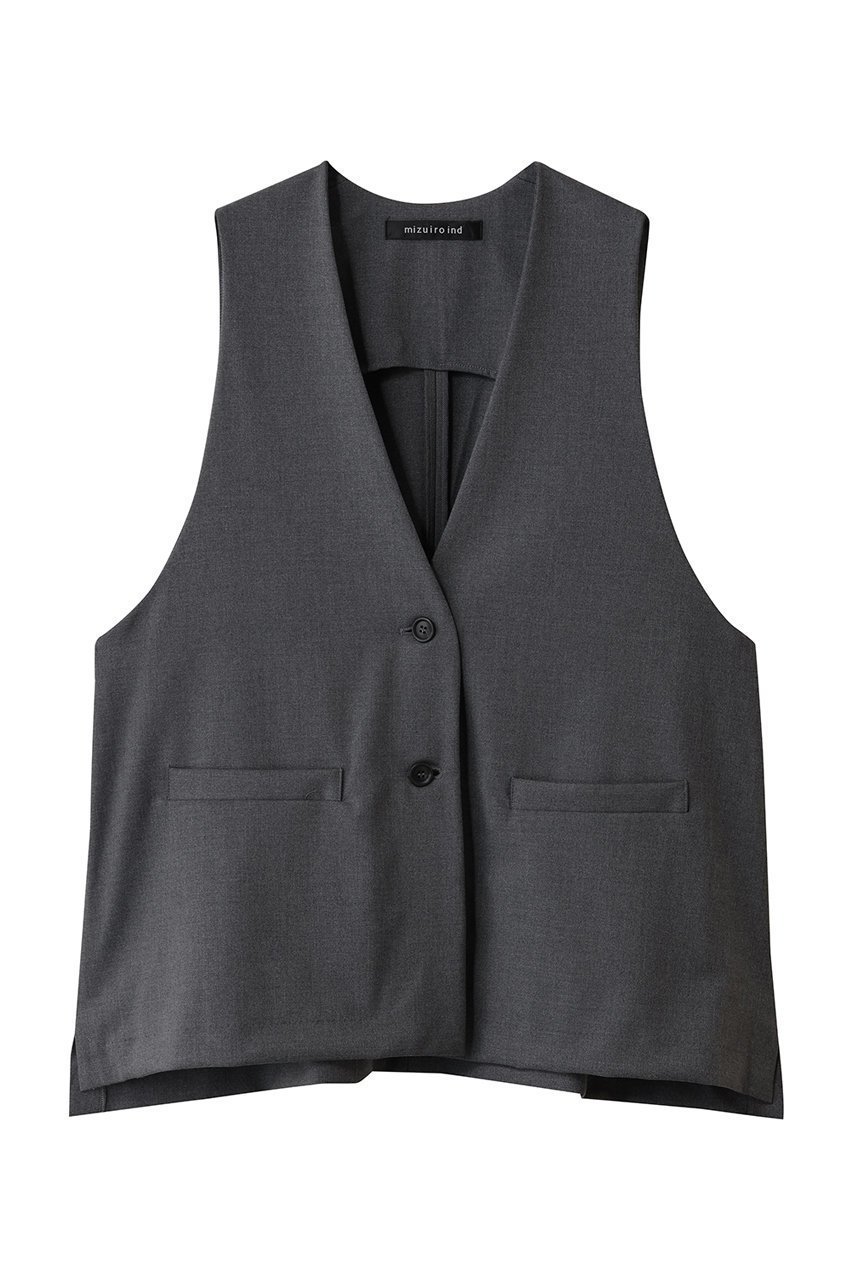 【ミズイロ インド/mizuiro ind】のdeep V neck wide vest ベスト インテリア・キッズ・メンズ・レディースファッション・服の通販 founy(ファニー) 　ファッション　Fashion　レディースファッション　Fashion for Women　アウター　Coat / Outerwear Collection　レディースジャケット・軽アウター　Jackets　ジャケット　Jacket, Outerwear　ベスト　Vest, Waistcoat　マニッシュ　Mannish, Boyish　新作・新入荷　New Arrivals / New In　grayA|ID: prp329100004658499 ipo3291000000033715459