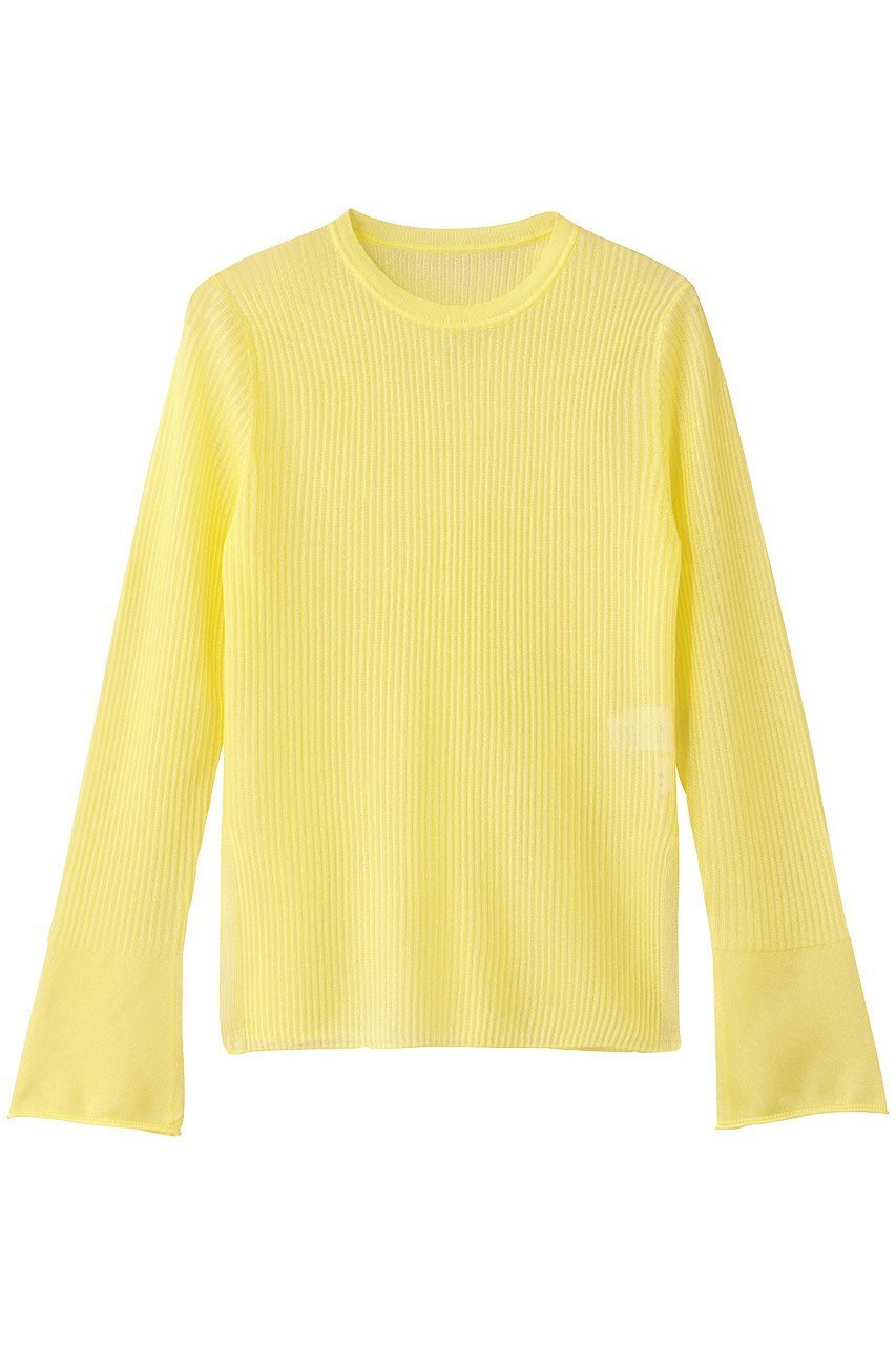 【ランバン オン ブルー/LANVIN en Bleu】のシアーリブフレアカフスニット 人気、トレンドファッション・服の通販 founy(ファニー) 　ファッション　Fashion　レディースファッション　Fashion for Women　トップス・カットソー　Cut & Sew Tops　ニット　Knit Tops & Sweaters　カジュアルプルオーバー・ニットトップス　Pullovers & Knit Tops / Casual Pullovers　シンプル　Simple, Minimal　スリット　Slit, Slit Detail　エレガント 上品　Elegant　 other-1|ID: prp329100004658507 ipo3291000000036047882