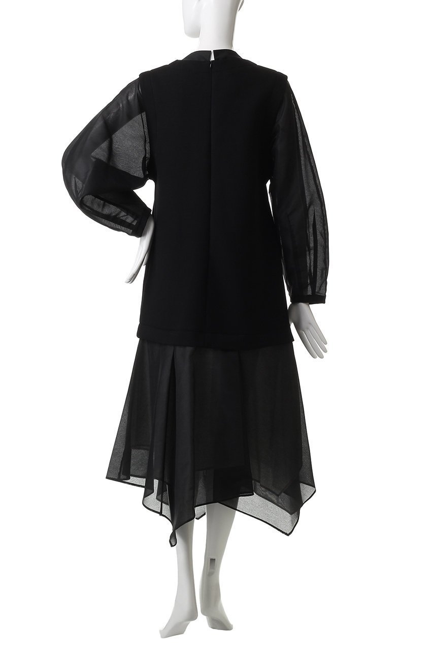 【ランバン オン ブルー/LANVIN en Bleu】のダンボールコンビワンピース 人気、トレンドファッション・服の通販 founy(ファニー) 　ファッション　Fashion　レディースファッション　Fashion for Women　ワンピース　Dresses　チュニック　Tunic Tops & Dresses　なめらか　Smooth, Silky Texture　オーガンジー　Organza Fabric　チュニック　Tunic, Long Top　フェミニン　Feminine, Girly　ミックス　Mix, Mixed Style　ロング　Long, Long-Length　エレガント 上品　Elegant　other-4|ID: prp329100004658512 ipo3291000000036047920