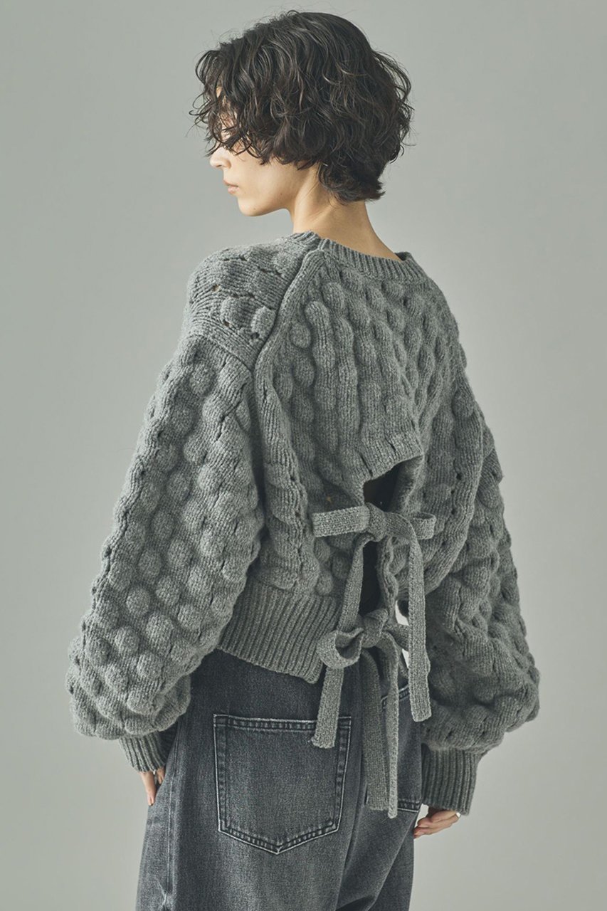 【カレンソロジー/Curensology】のポコポコバックリボンニットプルオーバー 人気、トレンドファッション・服の通販 founy(ファニー) 　ファッション　Fashion　レディースファッション　Fashion for Women　トップス・カットソー　Cut & Sew Tops　ニット　Knit Tops & Sweaters　カジュアルプルオーバー・ニットトップス　Pullovers & Knit Tops / Casual Pullovers　おすすめ　Recommended / Our Picks　インナー　Innerwear　カットソー　Cut and Sewn Top　リボン　Ribbon, Bow　新作・新入荷　New Arrivals / New In　other-4|ID: prp329100004658515 ipo3291000000033715600