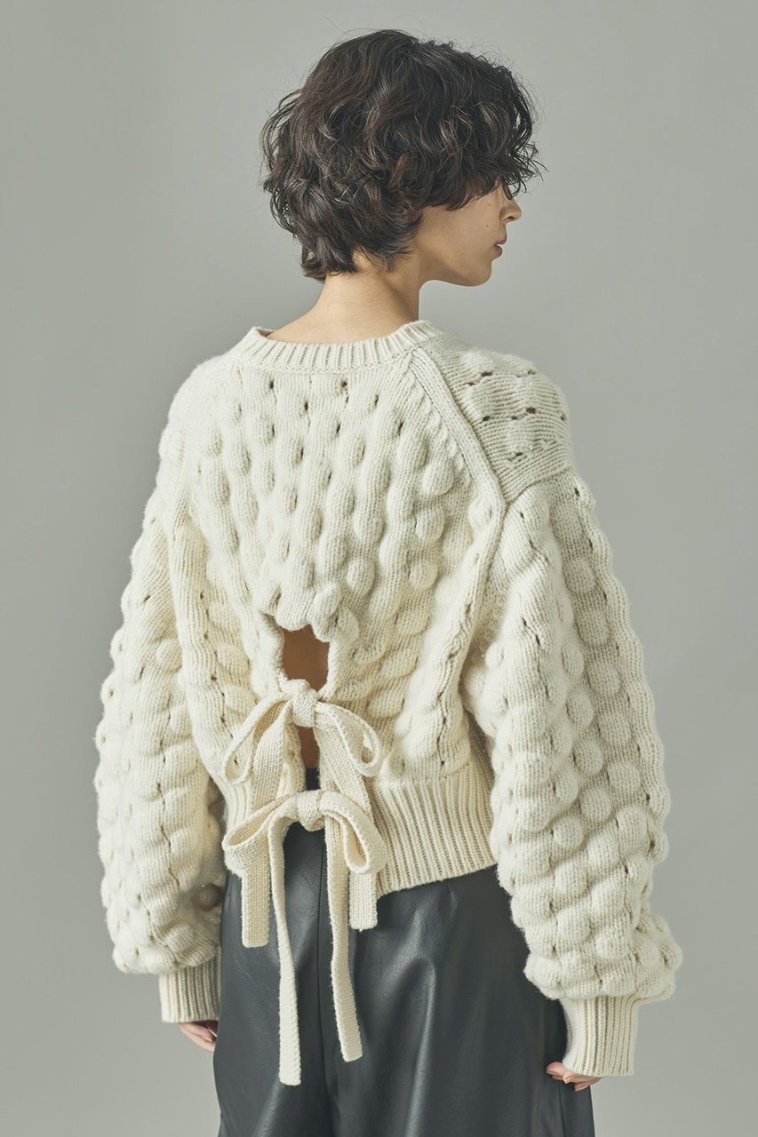 【カレンソロジー/Curensology】のポコポコバックリボンニットプルオーバー 人気、トレンドファッション・服の通販 founy(ファニー) 　ファッション　Fashion　レディースファッション　Fashion for Women　トップス・カットソー　Cut & Sew Tops　ニット　Knit Tops & Sweaters　カジュアルプルオーバー・ニットトップス　Pullovers & Knit Tops / Casual Pullovers　おすすめ　Recommended / Our Picks　インナー　Innerwear　カットソー　Cut and Sewn Top　リボン　Ribbon, Bow　 other-1|ID: prp329100004658515 ipo3291000000035863182