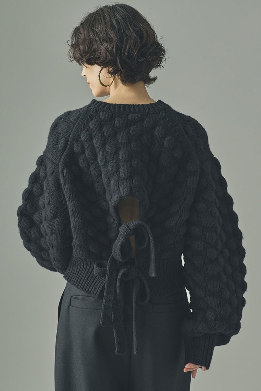 【カレンソロジー/Curensology】のポコポコバックリボンニットプルオーバー インテリア・キッズ・メンズ・レディースファッション・服の通販 founy(ファニー) 　ファッション　Fashion　レディースファッション　Fashion for Women　トップス・カットソー　Cut & Sew Tops　ニット　Knit Tops & Sweaters　カジュアルプルオーバー・ニットトップス　Pullovers & Knit Tops / Casual Pullovers　おすすめ　Recommended / Our Picks　インナー　Innerwear　カットソー　Cut and Sewn Top　リボン　Ribbon, Bow　ブラック|ID: prp329100004658515 ipo3291000000035863184