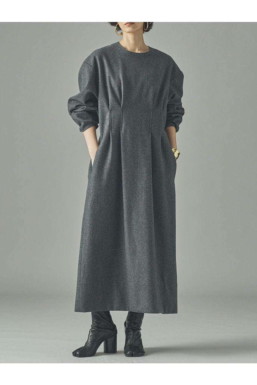 【カレンソロジー/Curensology】のメルトンタックワンピース インテリア・キッズ・メンズ・レディースファッション・服の通販 founy(ファニー) 　ファッション　Fashion　レディースファッション　Fashion for Women　ワンピース　Dresses　チュニック　Tunic Tops & Dresses　おすすめ　Recommended / Our Picks　シェイプ　Shape, Slim Fit　チュニック　Tunic, Long Top　フォルム　Silhouette, Form　メルトン　Melton, Heavy Wool　ロング　Long, Long-Length　新作・新入荷　New Arrivals / New In　グレー|ID: prp329100004658516 ipo3291000000033715606